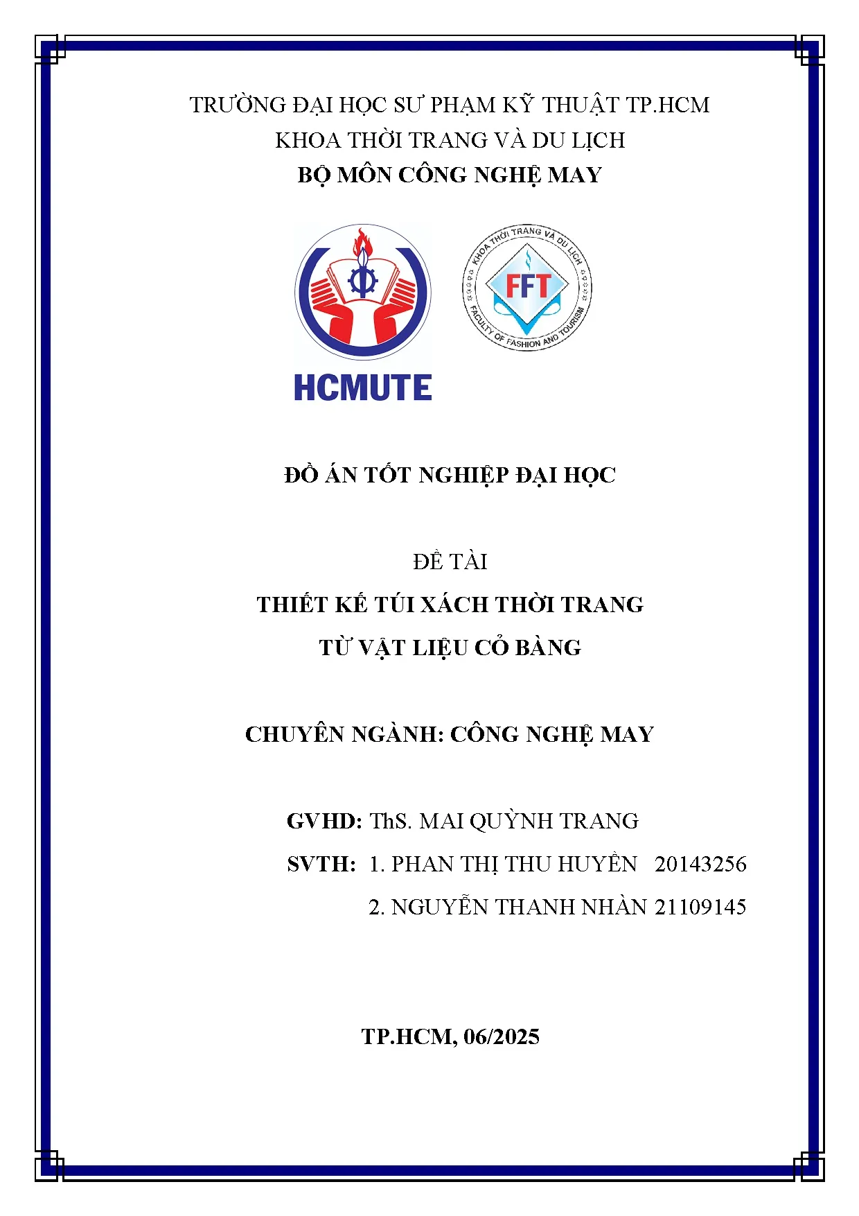 Đồ án tốt nghiệp - Thiết kế túi xách thời trang từ vật liệu cỏ bàng