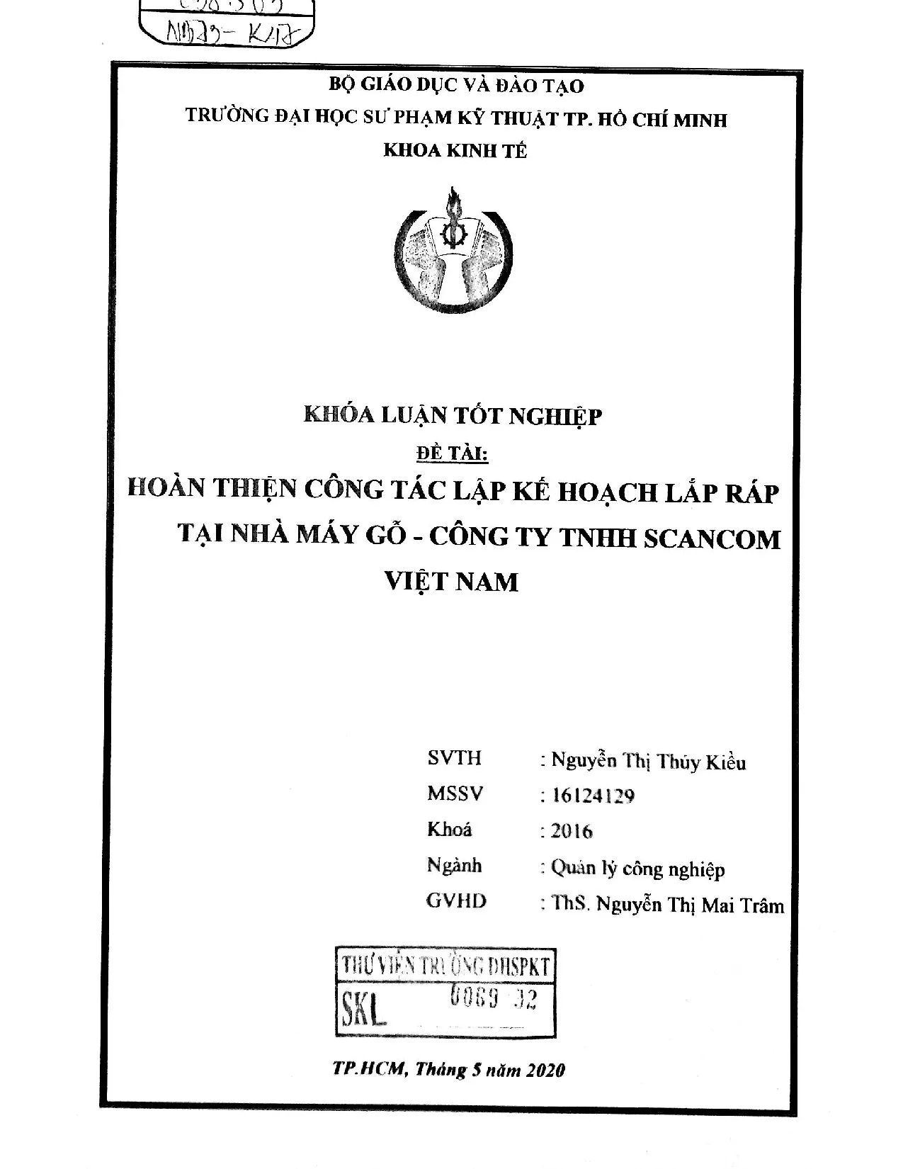 Đồ án tốt nghiệp - Hoàn thành công tác lập kế hoạch lắp ráp tại nhà máy gỗ - công ty TNHH Scancom VN