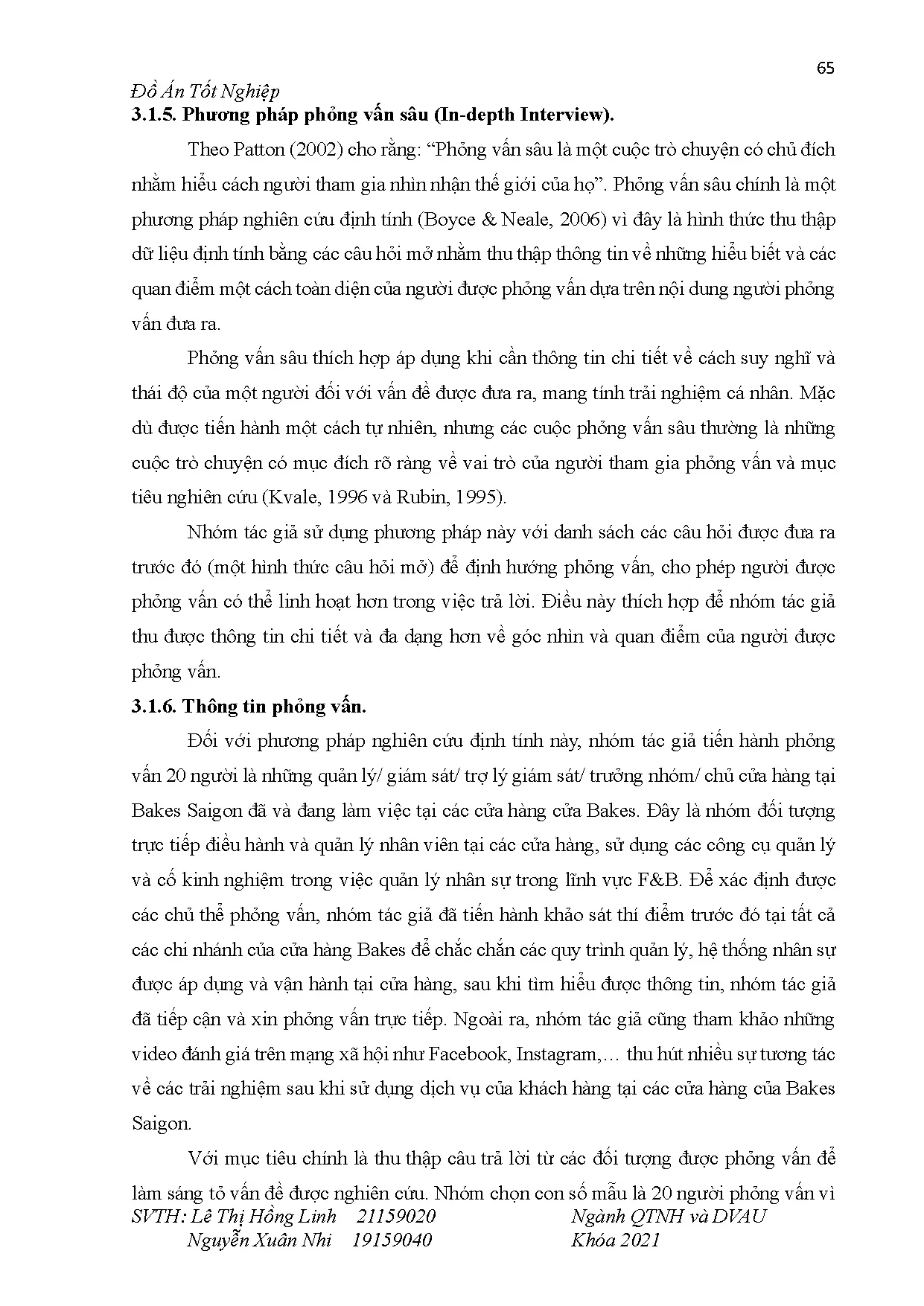 Đồ án tốt nghiệp - Nghiên cứu hoạt động quản trị nhân sự tại cửa hàng Bakes Saigon - Trang 76