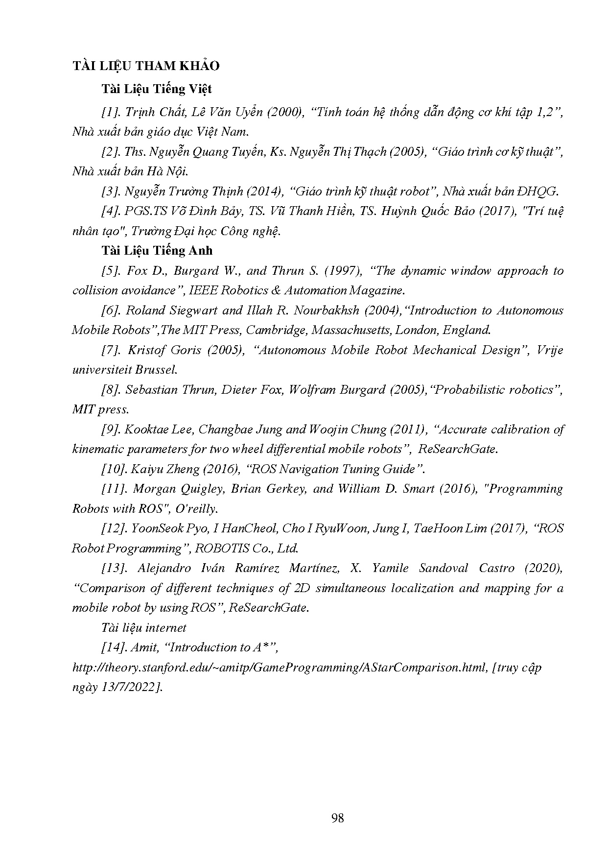 Đồ án tốt nghiệp - Nghiên cứu và chế tạo service robot phục vụ trong nhà hàng - Trang 114