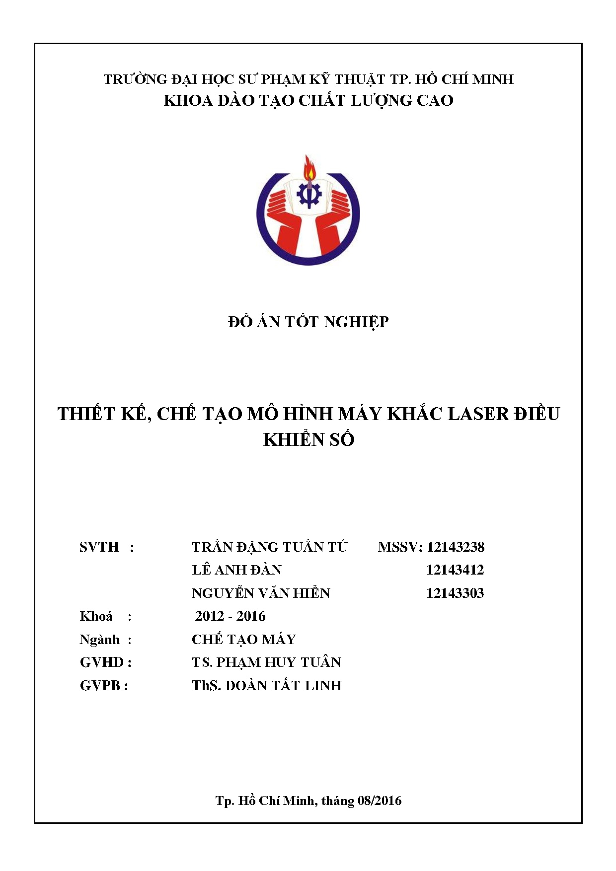 Đồ án tốt nghiệp - Thiết kế, chế tạo mô hình máy khắc LASER điều khiển số