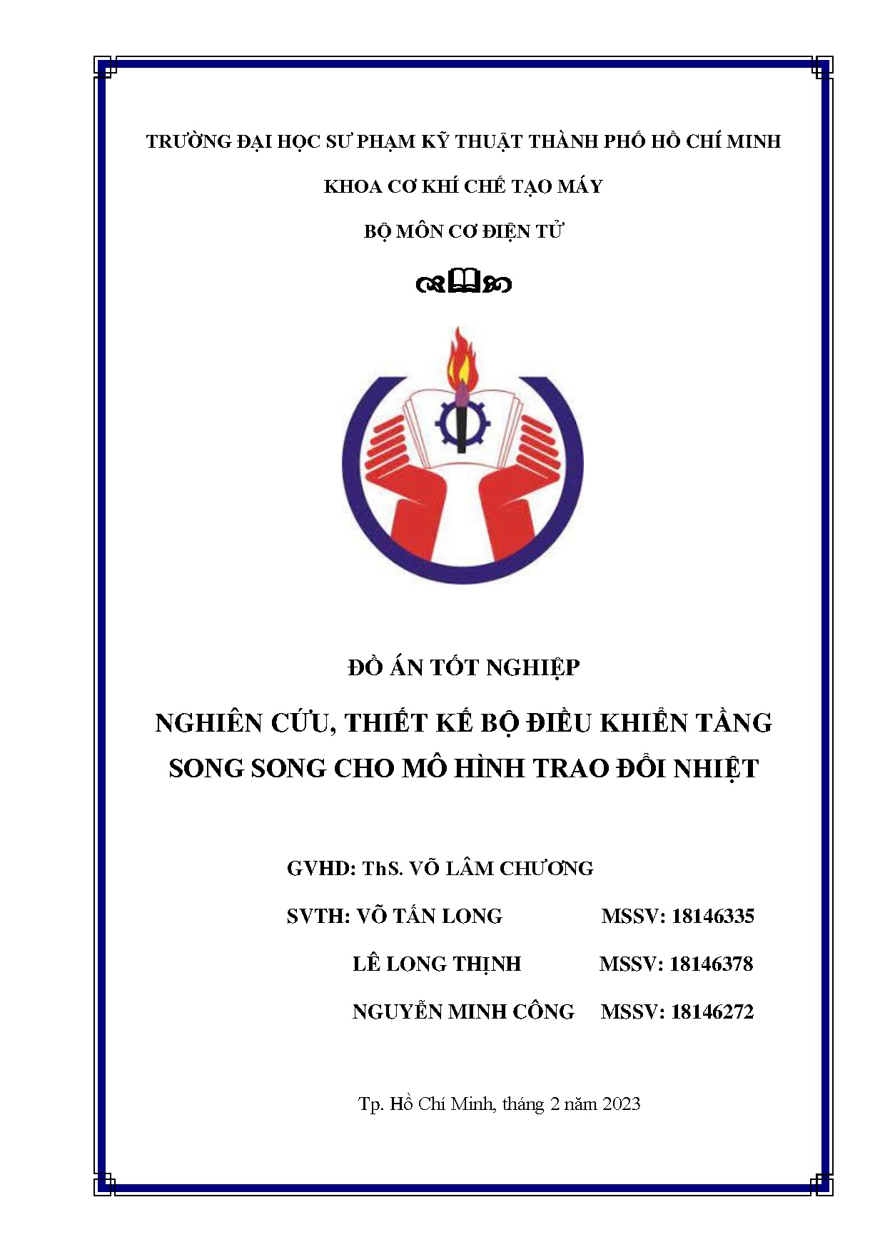 Đồ án tốt nghiệp - Nghiên cứu, thiết kế bộ điều khiển tầng song song cho mô hình trao đổi nhiệt