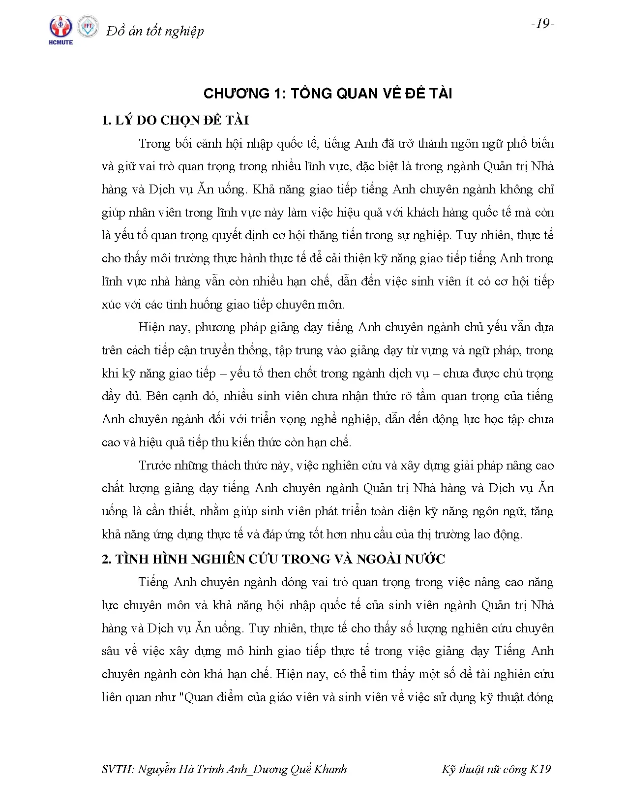 Đồ án tốt nghiệp - Giải pháp nâng cao chất lượng giảng dạy TACNQTNHVDVĂUTHNCCSVNQTNHVDVĂUTĐHSPKTTH - Trang 24
