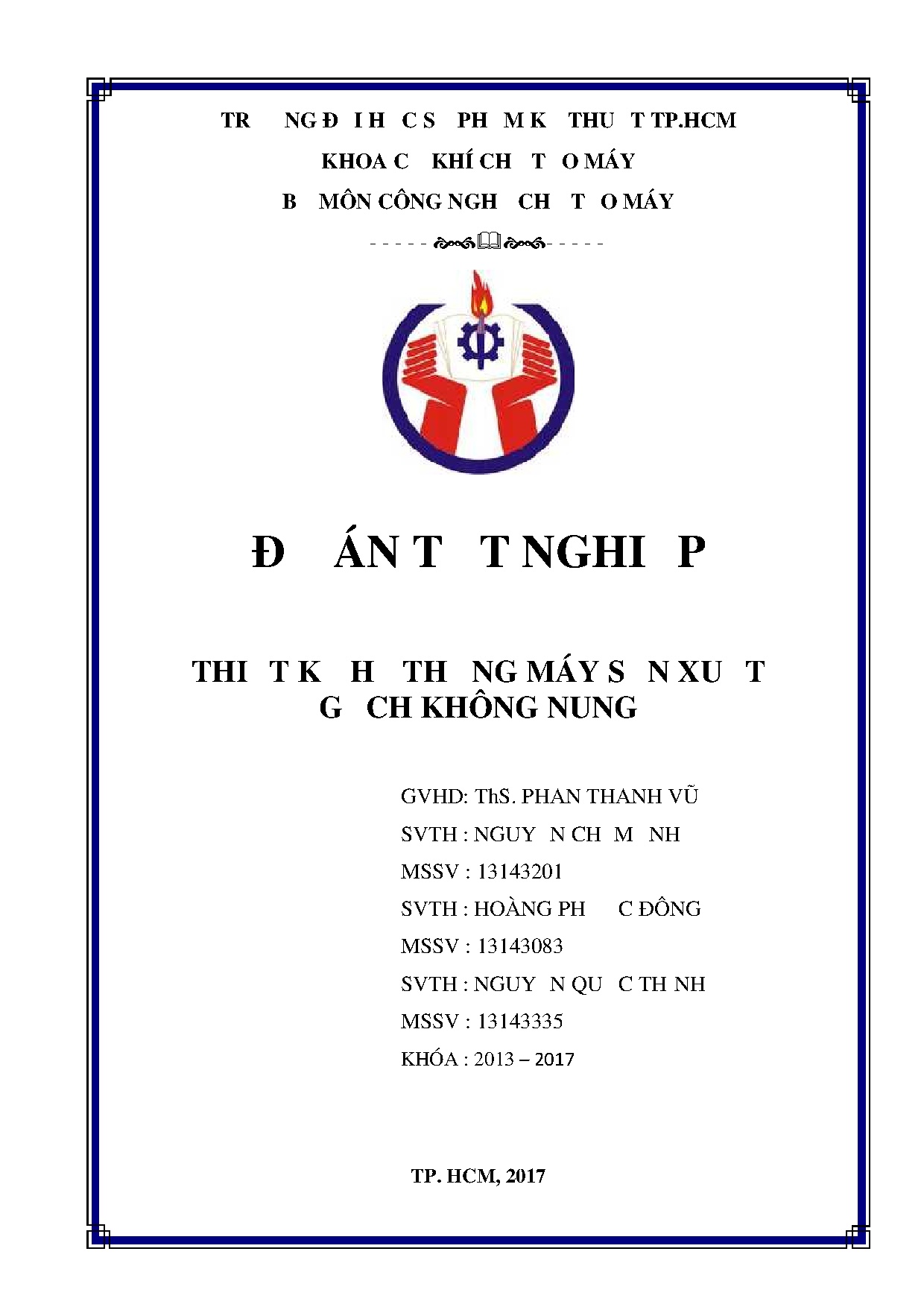 Đồ án tốt nghiệp - Thiết kế hệ thống máy sản xuất gạch không nung