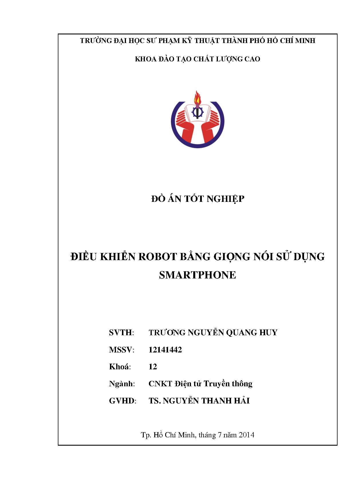 Đồ án tốt nghiệp - Điều khiển Robot bằng giọng nói sử dụng Smartphone