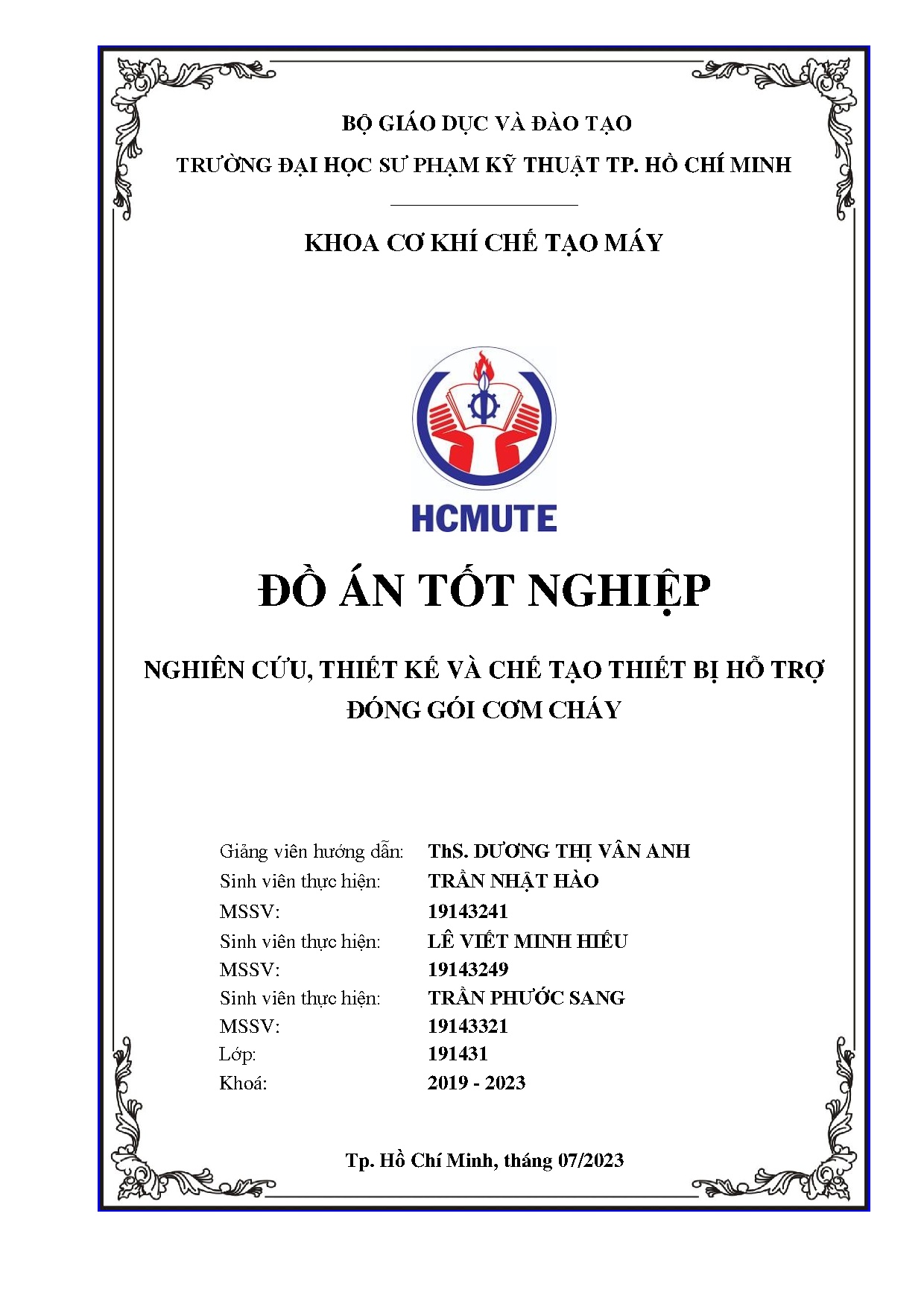Đồ án tốt nghiệp - Nghiên cứu, thiết kế và chế tạo thiết bị hỗ trợ đóng gói cơm cháy