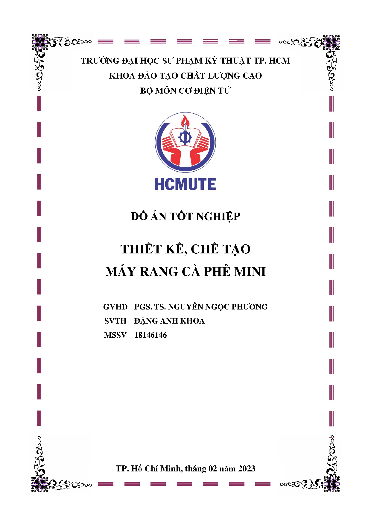 Đồ án tốt nghiệp - Thiết kế, chế tạo máy rang cà phê mini