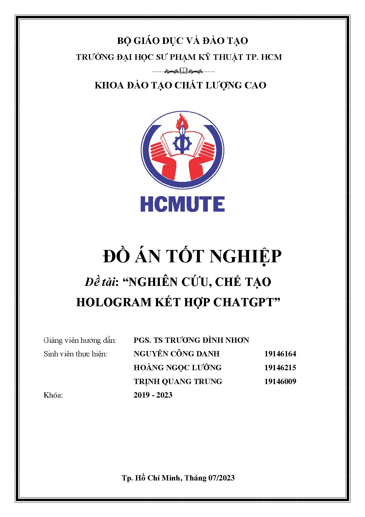 Đồ án tốt nghiệp - Nghiên cứu, chế tạo Hologram kết hợp ChatGPT