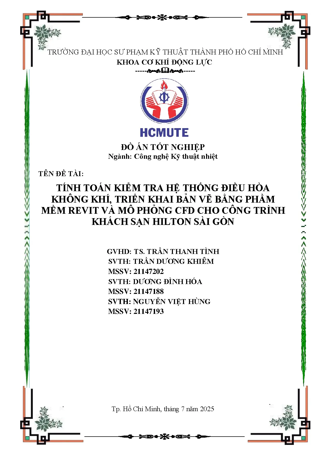 Đồ án tốt nghiệp - Tính toán kiểm tra hệ thống điều hòa không khí, triển khai bản VBPMRVMPCCCTKSHSG - Trang 2