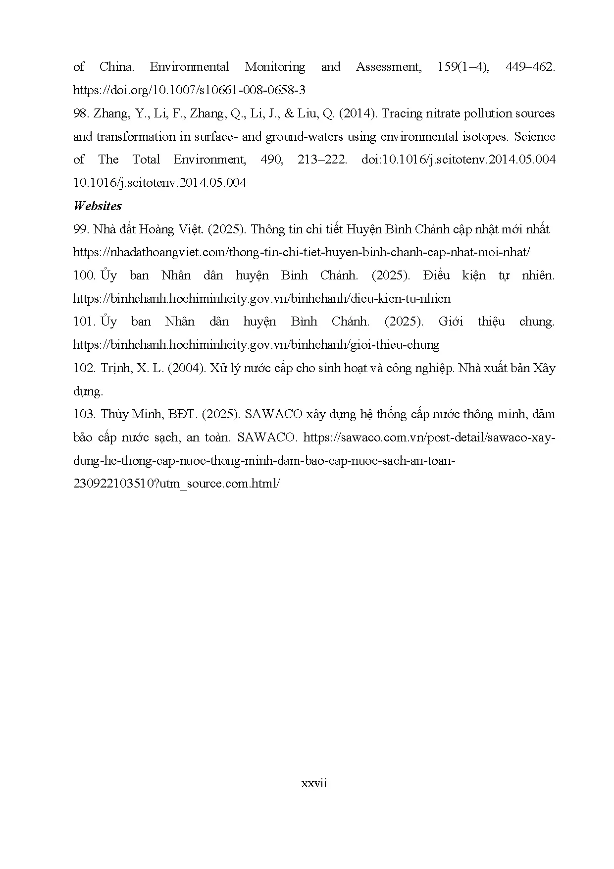 Đồ án tốt nghiệp - Đánh giá rủi ro sức khỏe do ô nhiễm Nitrate trong nguồn nước tại HBATPHCMVĐXPPXL - Trang 161