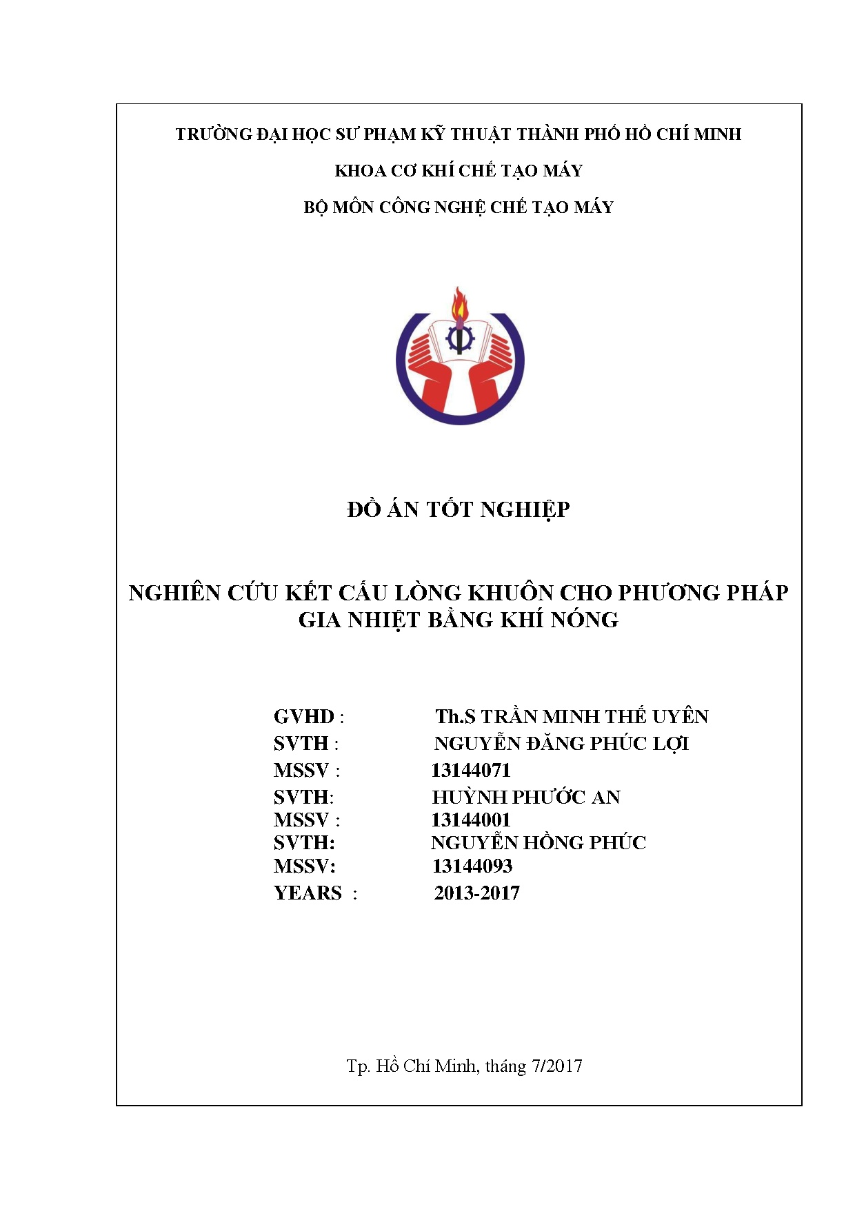Đồ án tốt nghiệp - Research mold structure for air heating mold method