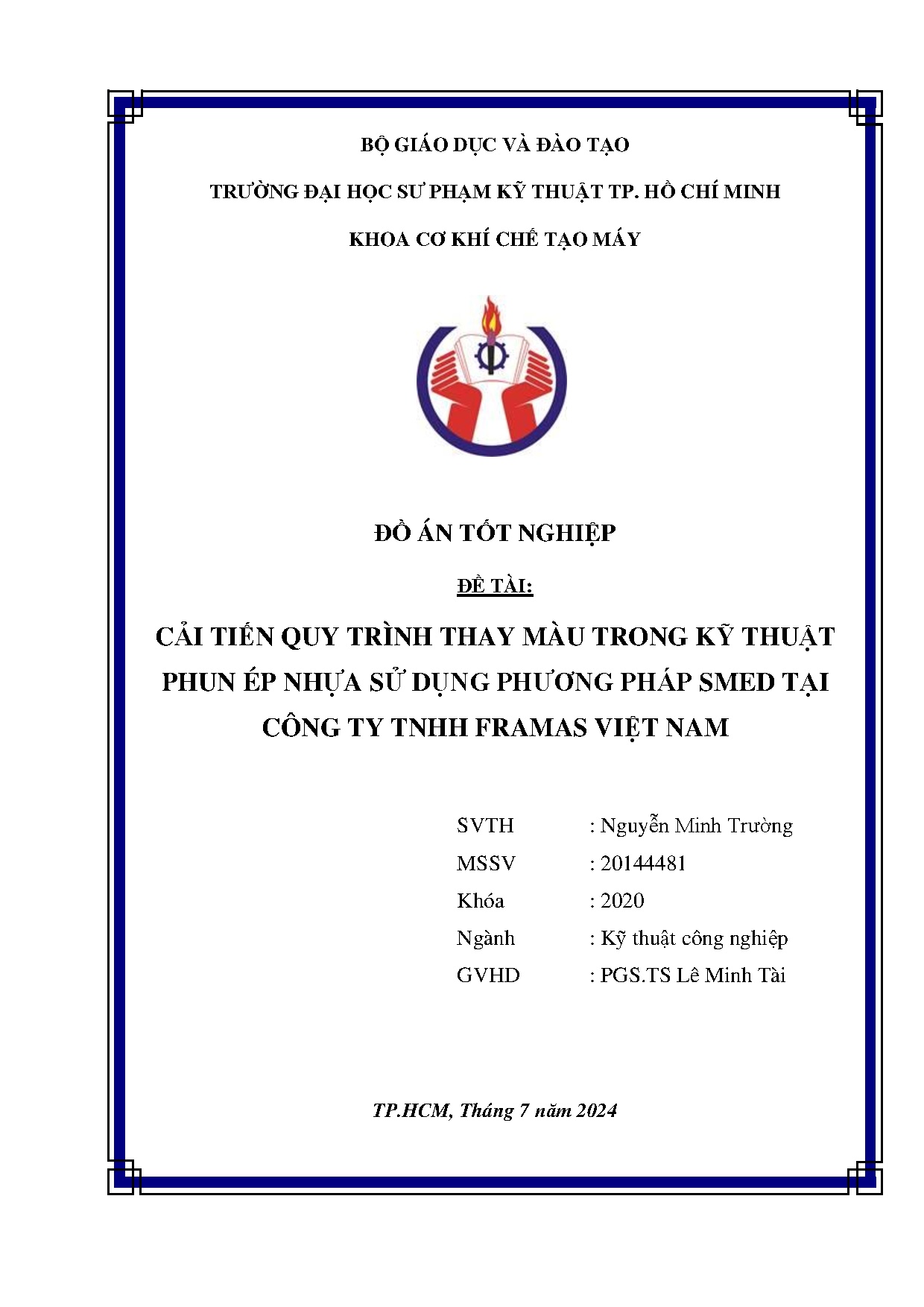 Đồ án tốt nghiệp - Cải tiến quy trình thay màu trong kỹ thuật phun ép nhựa sử dụng phương PSTCTTFVN
