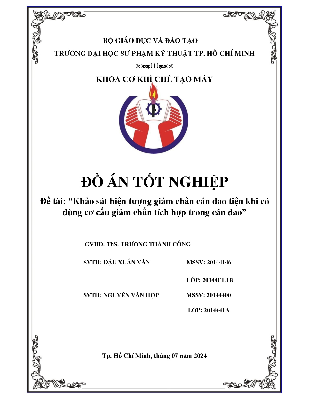 Đồ án tốt nghiệp - Khảo sát hiện tượng giảm chấn cán dao tiện khi có dùng cơ cấu giảm chấn tích HTCD
