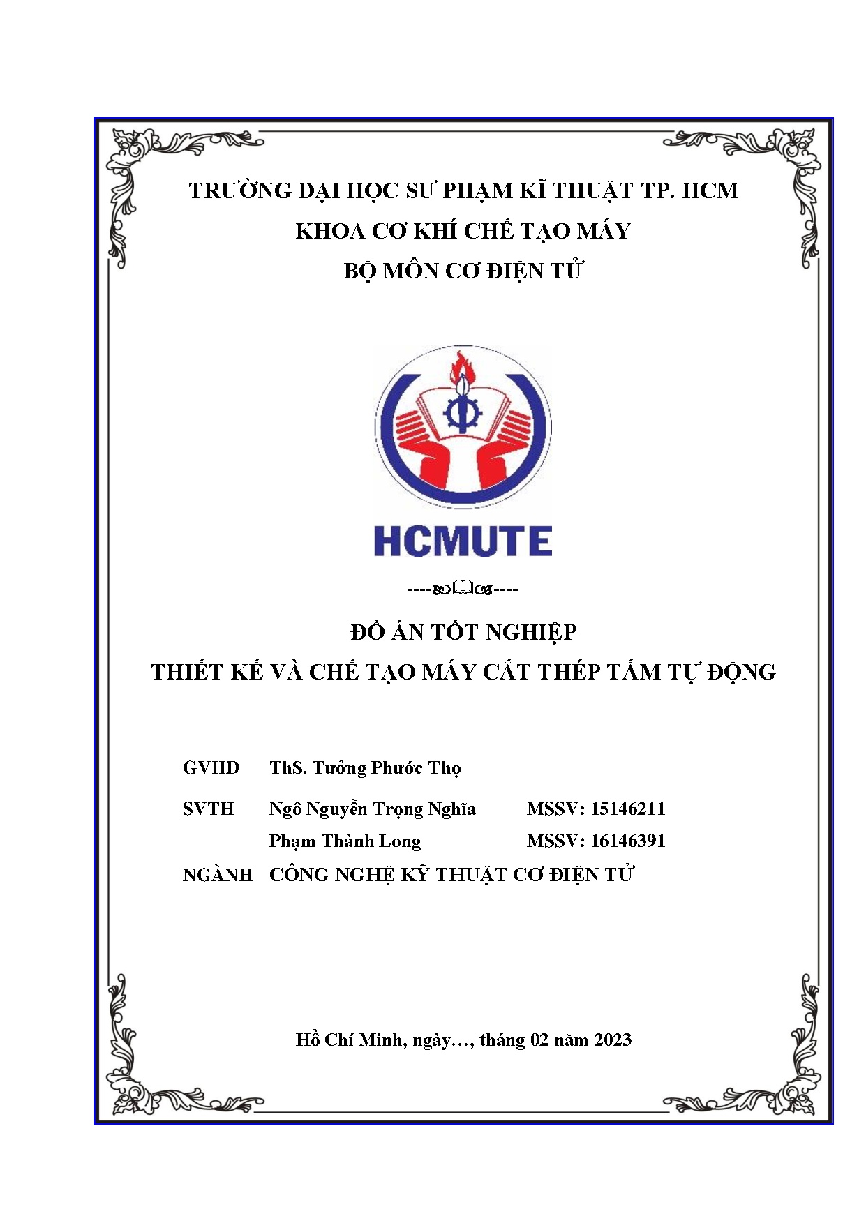 Đồ án tốt nghiệp - Thiết kế và chế tạo máy cắt thép tấm tự động