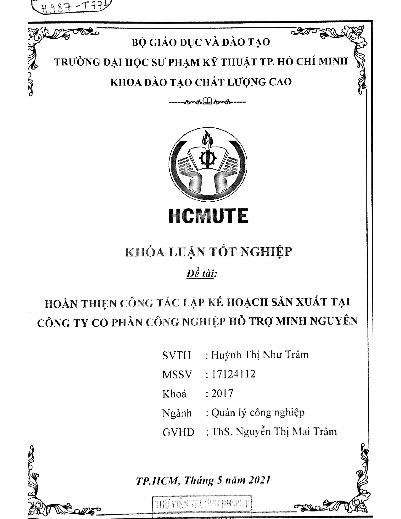 Đồ án tốt nghiệp - Hoàn thiện công tác lập kế hoạch sản xuất tại công ty cổ phần công nghiệp hỗ TMN