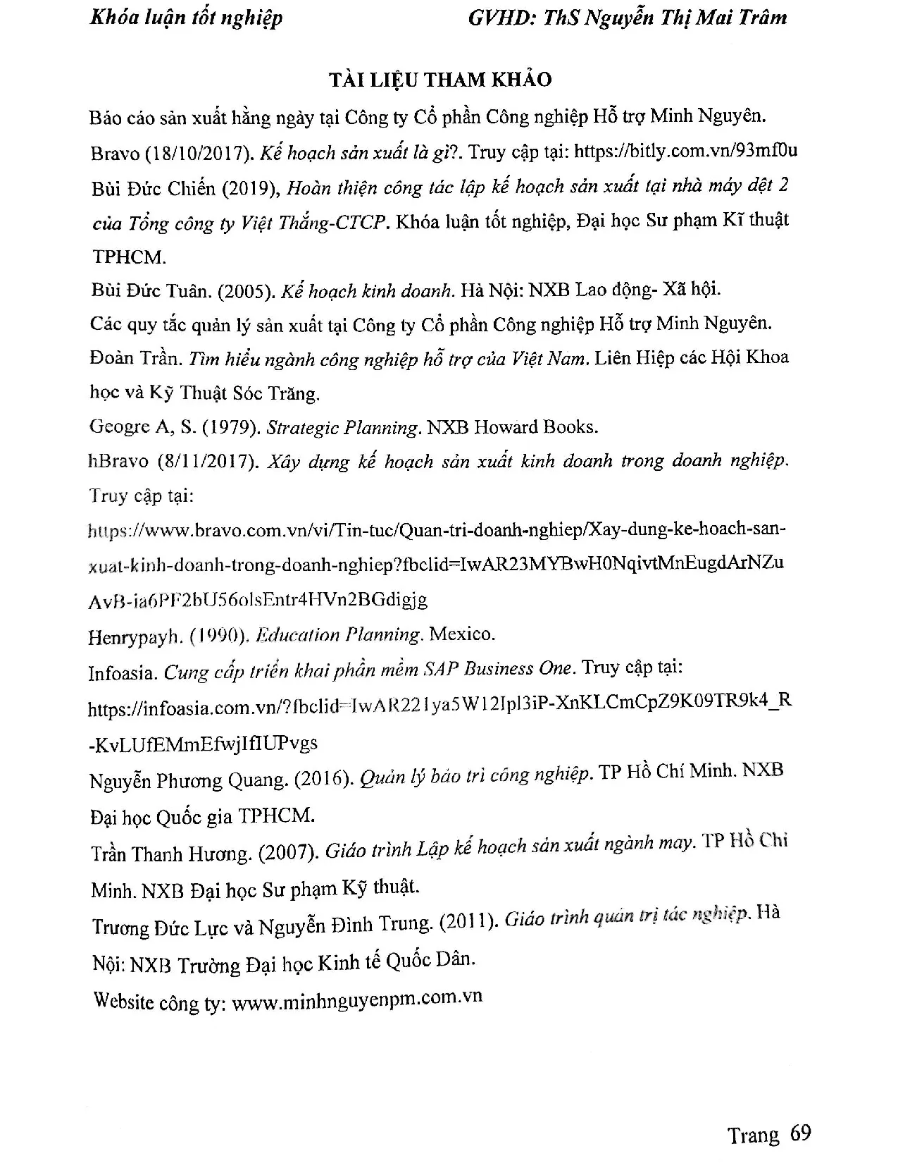 Đồ án tốt nghiệp - Hoàn thiện công tác lập kế hoạch sản xuất tại công ty cổ phần công nghiệp hỗ TMN - Trang 80