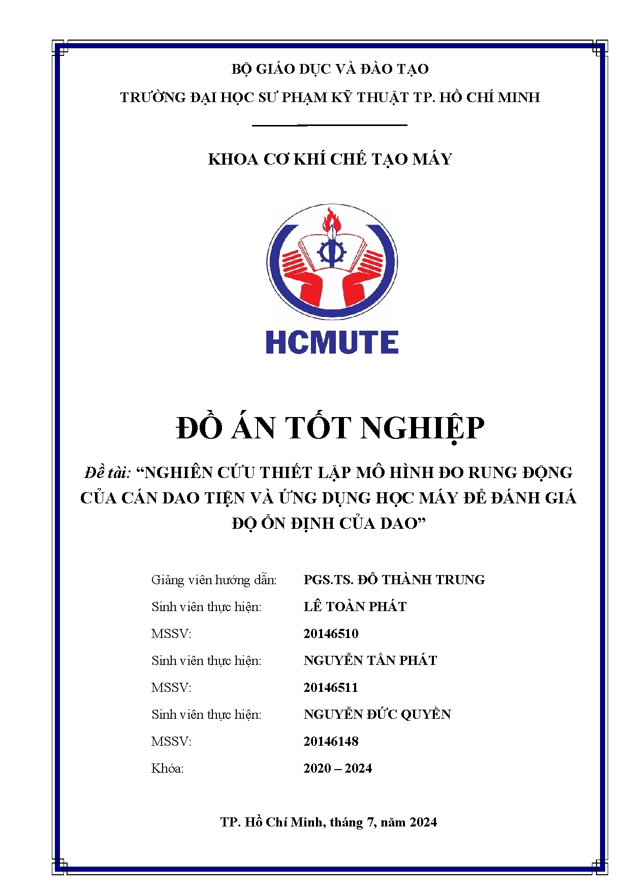 Đồ án tốt nghiệp - Nghiên cứu thiết lập mô hình đo rung động của cán dao tiện và ứng dụng HMĐĐGĐỔĐCD