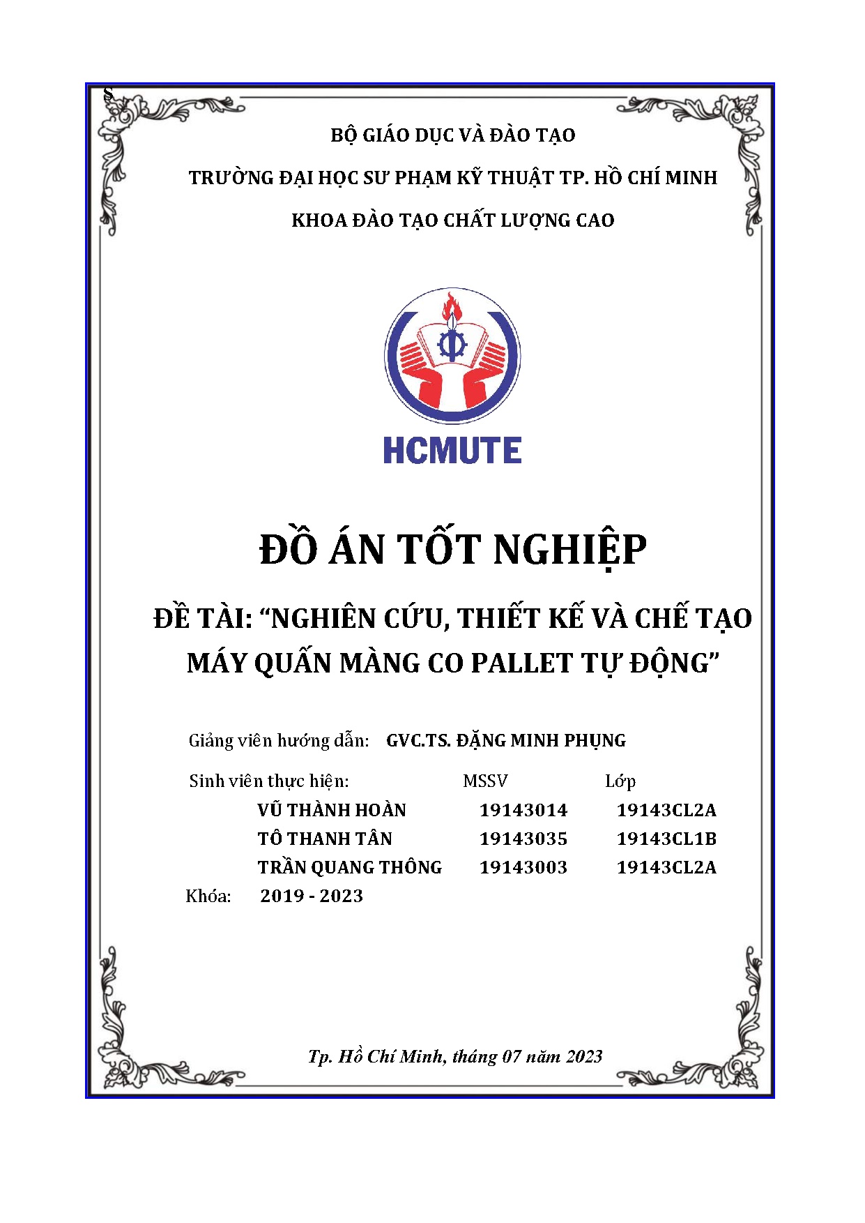 Đồ án tốt nghiệp - Nghiên cứu, thiết kế và chế tạo máy quấn màng Co Pallet tự động