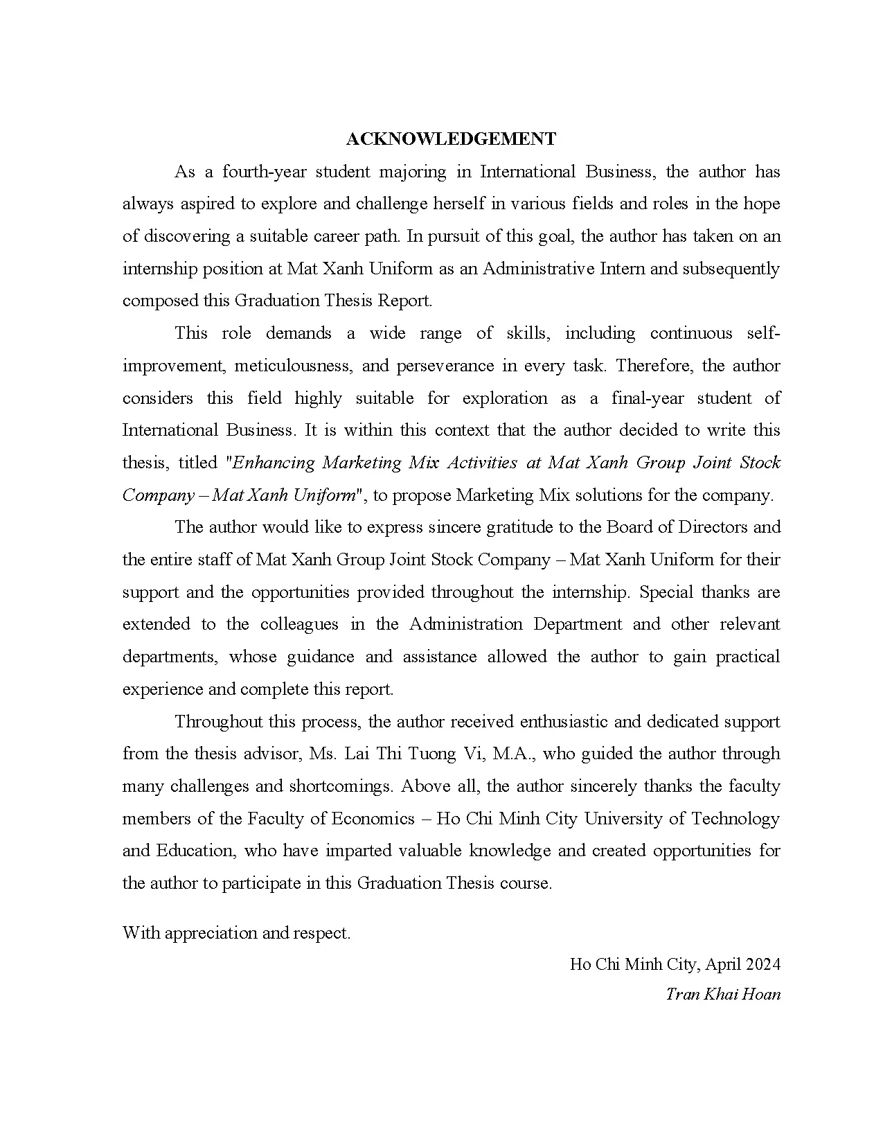 Đồ án tốt nghiệp - Completing marketing mix activities at Mat xanh JSC - Mat xanh uniform - Trang 3