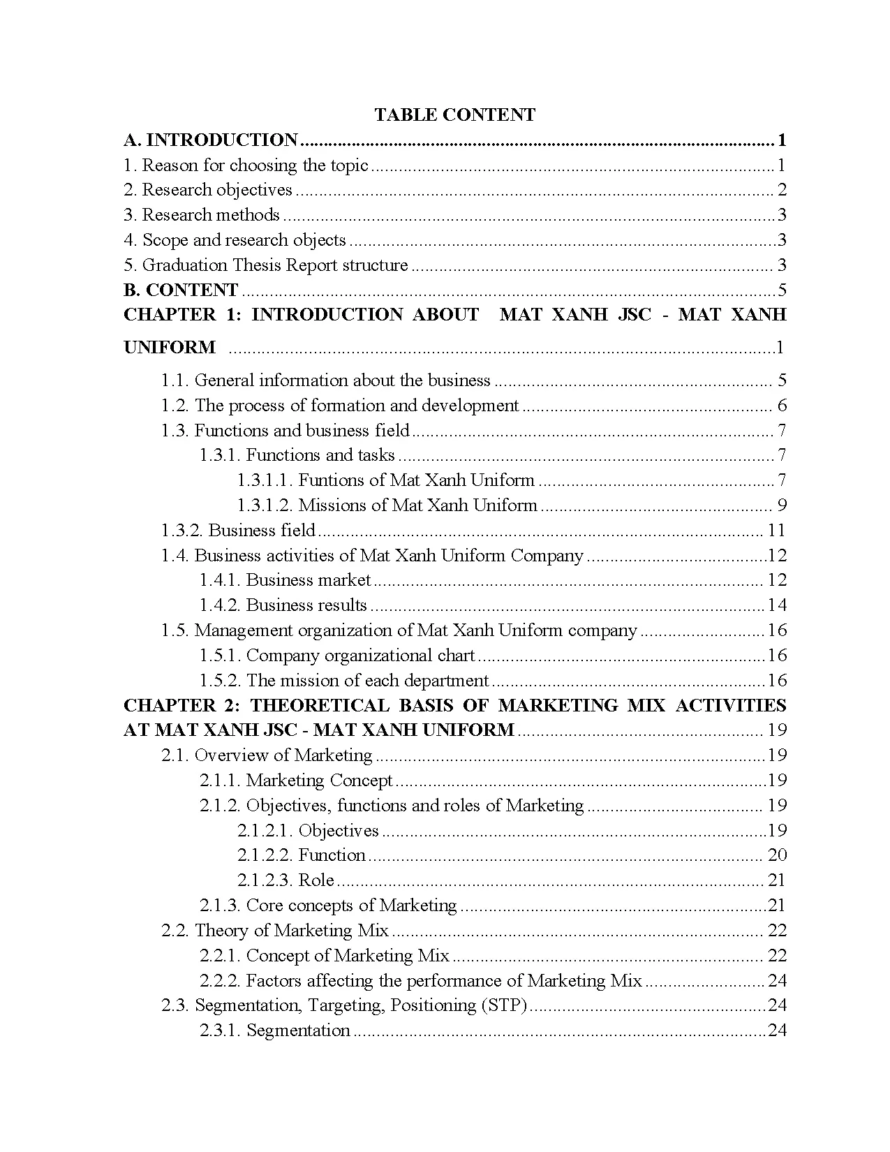 Đồ án tốt nghiệp - Completing marketing mix activities at Mat xanh JSC - Mat xanh uniform - Trang 4