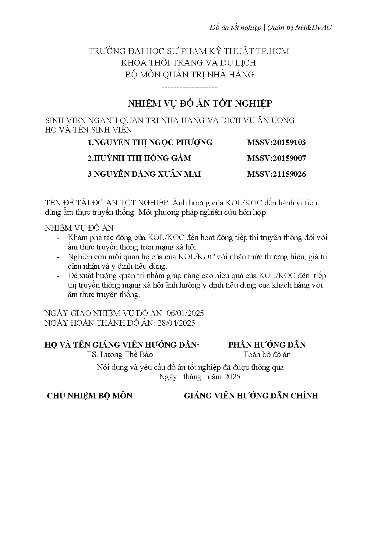 Đồ án tốt nghiệp - Ảnh hưởng của KOC/KOL đến hành vi tiêu dùng ẩm thực truyền thống: một NCPPHH - Trang 3