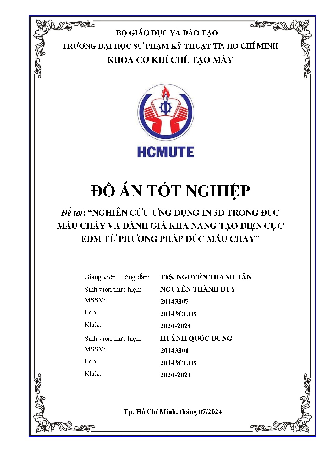 Đồ án tốt nghiệp - Nghiên cứu ứng dụng in 3D trong đúc mẫu chảy và đánh giá khả năng tạo ĐCETPPĐMC