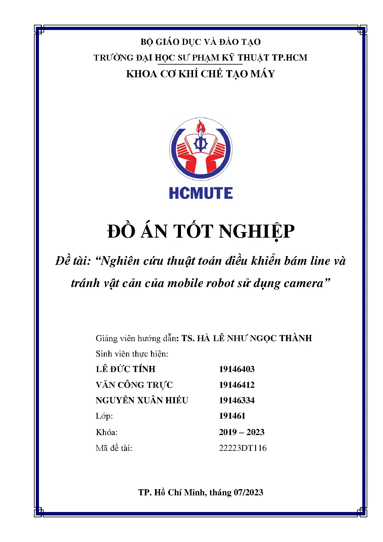 Đồ án tốt nghiệp - Nghiên cứu thuật toán điều khiển bám line và tránh vật cản của mobile robot sử DC