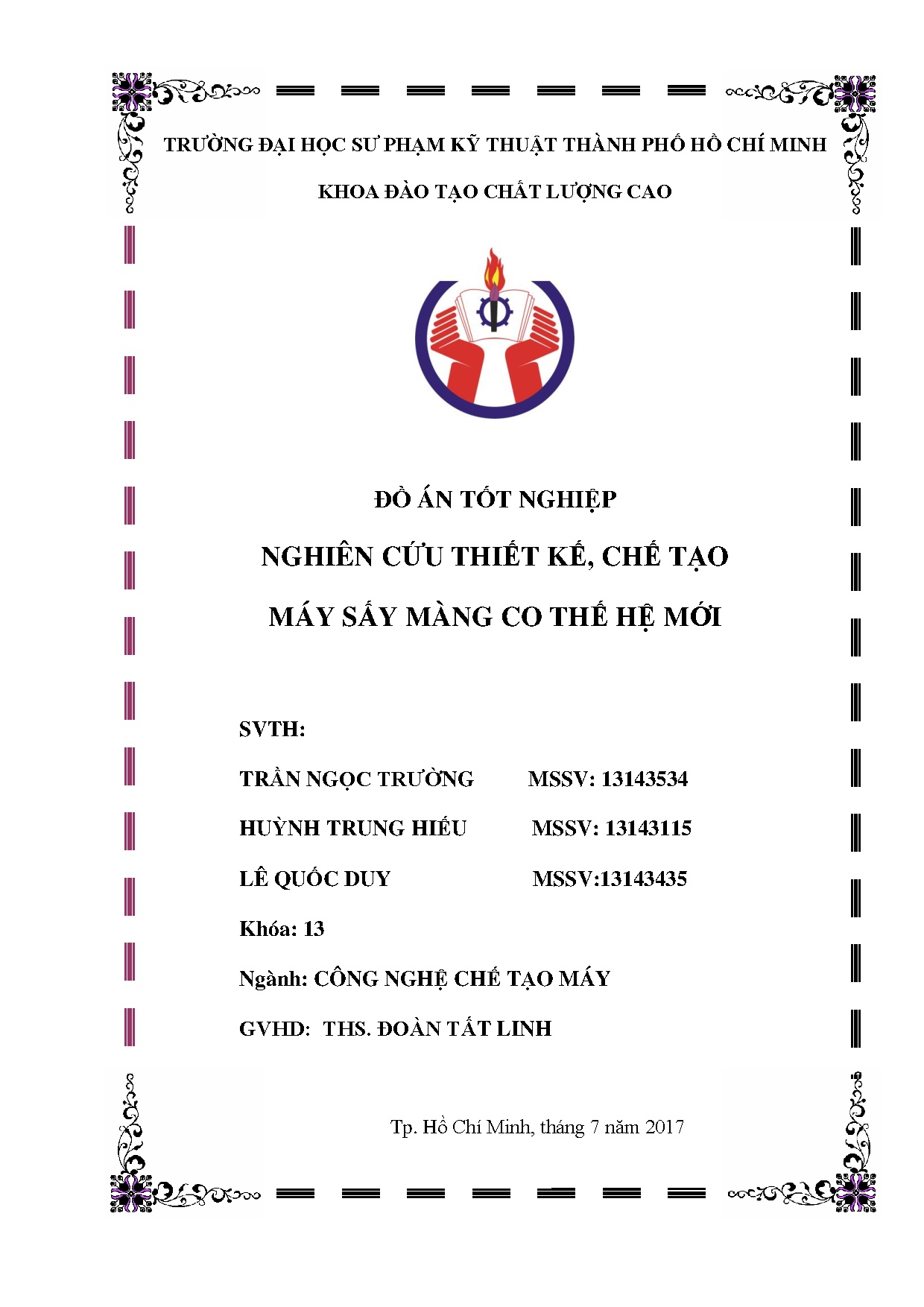 Đồ án tốt nghiệp - Nghiên cứu thiết kế, chế tạo máy sấy màng co thế hệ mới