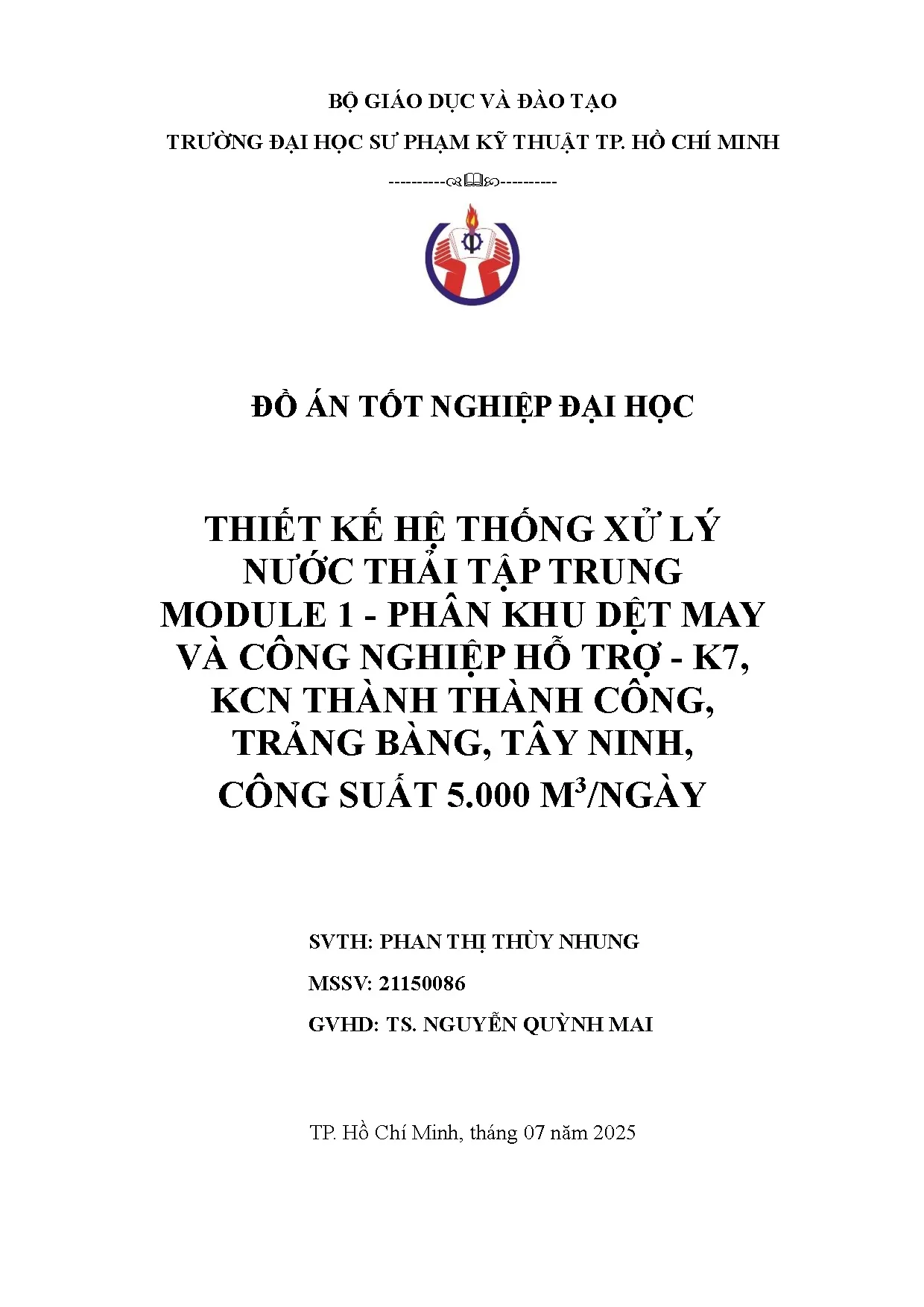 Đồ án tốt nghiệp - Thiết kế hệ thống xử lý nước thải tập trung Module 1 CPKDMVCNHT - KKTTCBTNCS 5 Đ - Trang 2