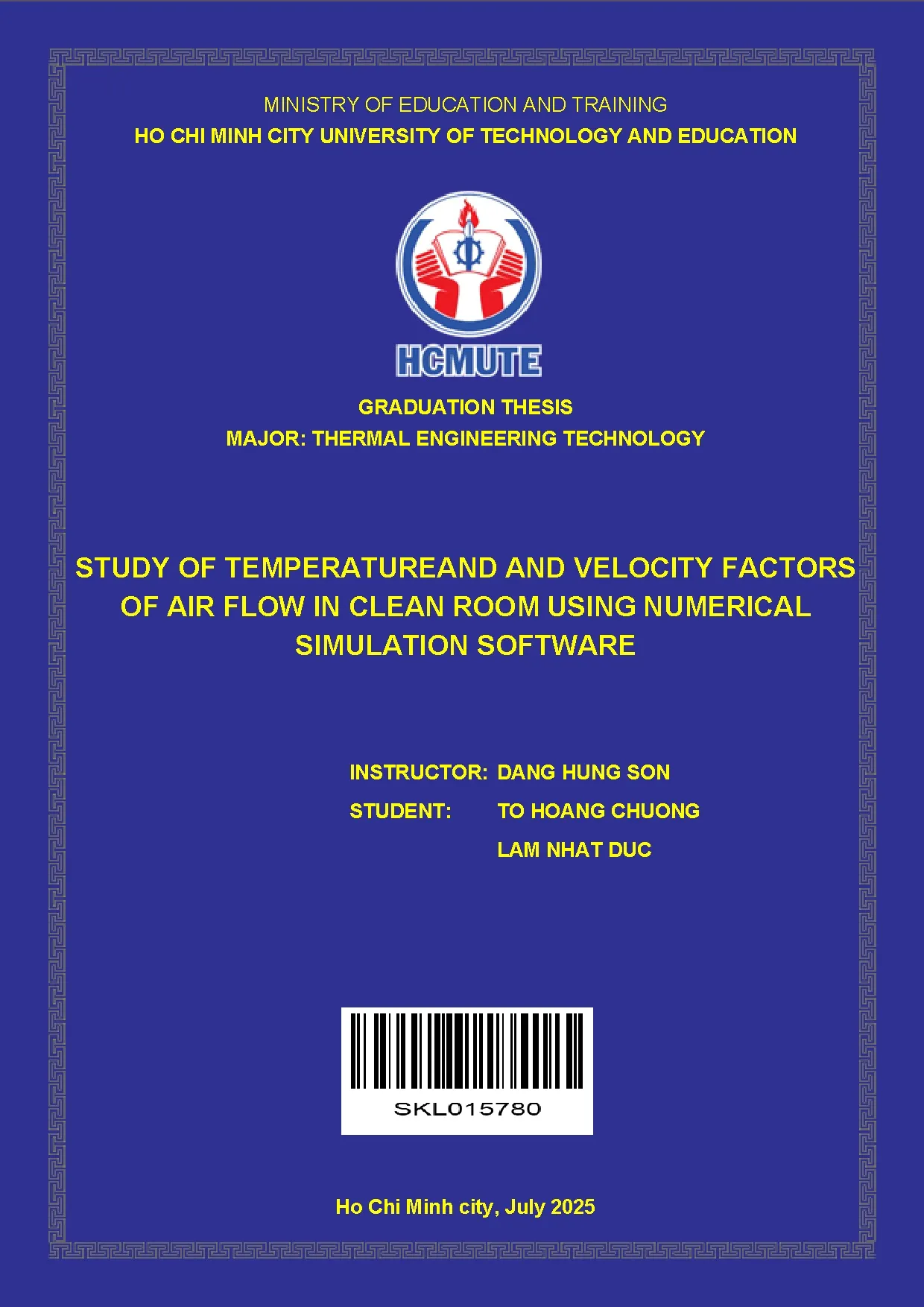 Đồ án tốt nghiệp - Tudy of temperature and velocity factors of air flow in clean room using NSS