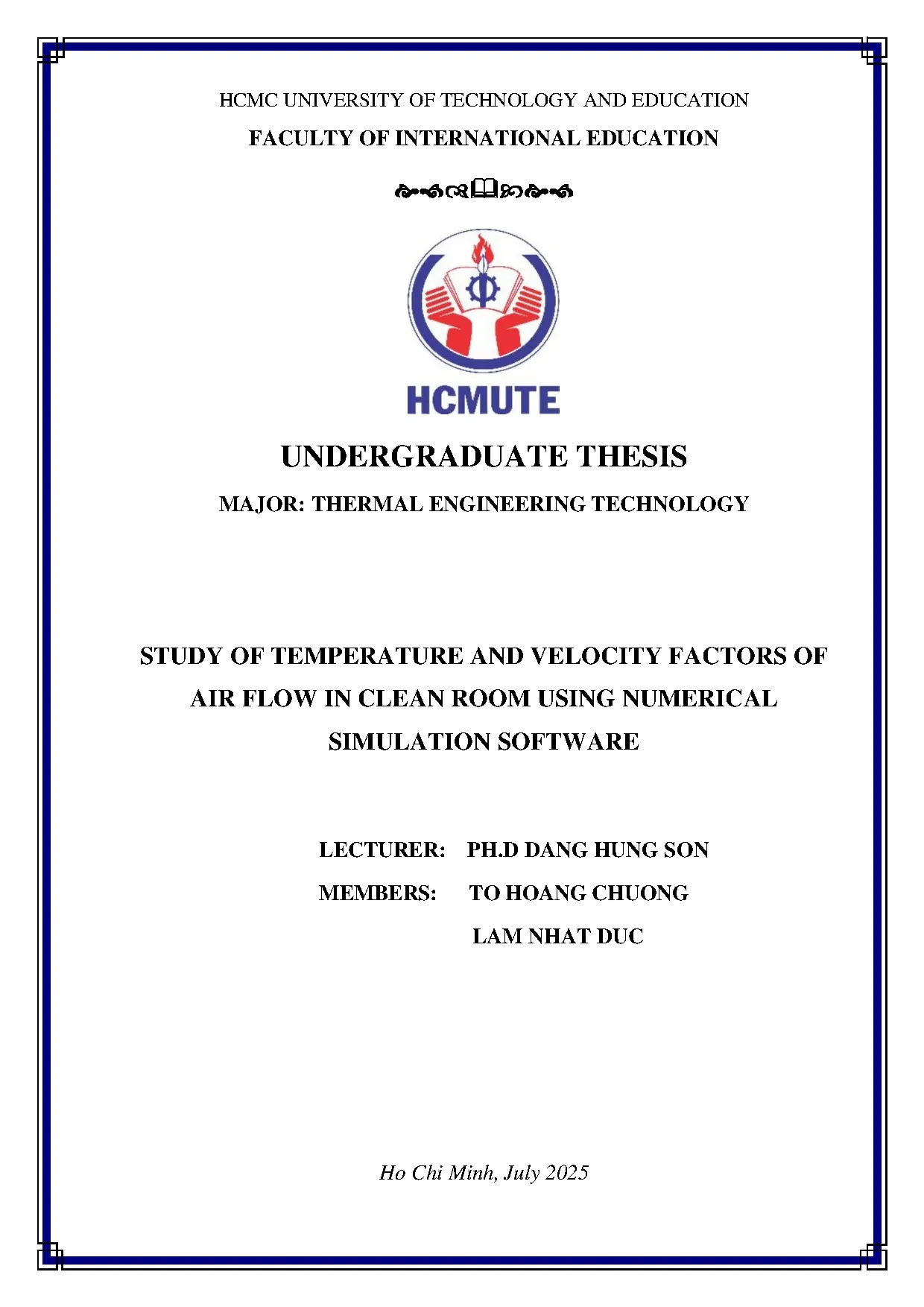 Đồ án tốt nghiệp - Tudy of temperature and velocity factors of air flow in clean room using NSS - Trang 2