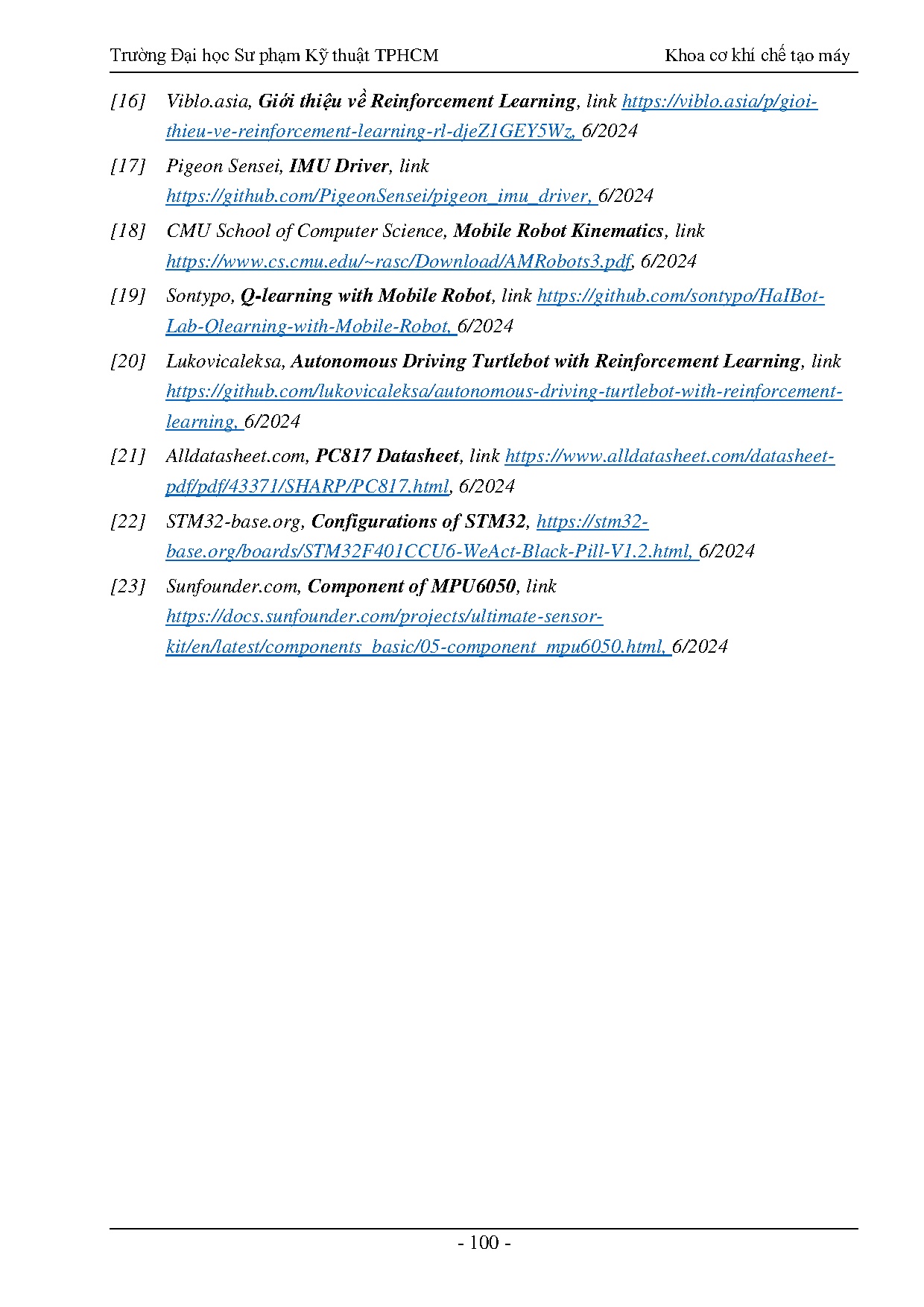 Đồ án tốt nghiệp - Nghiên cứu bài toán hoạch định quỹ đạo cho mobile robot - Trang 116