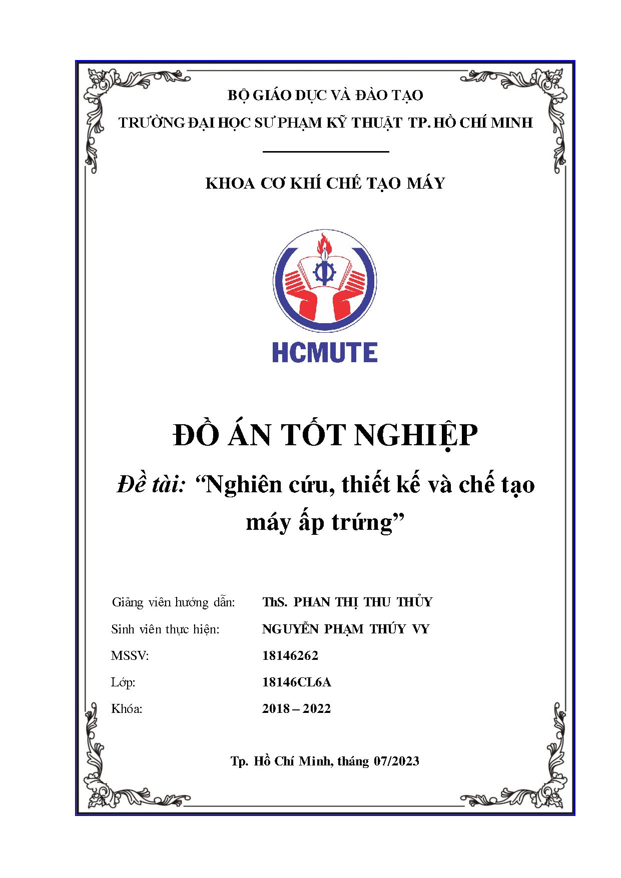 Đồ án tốt nghiệp - Nghiên cứu thiết kế và chế tạo máy ấp trứng