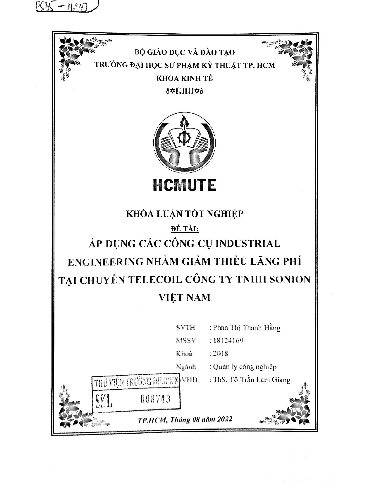 Đồ án tốt nghiệp - Áp dụng các công cụ industrial engineering nhằm giảm thiểu lãng phí tại CTCTTSVN