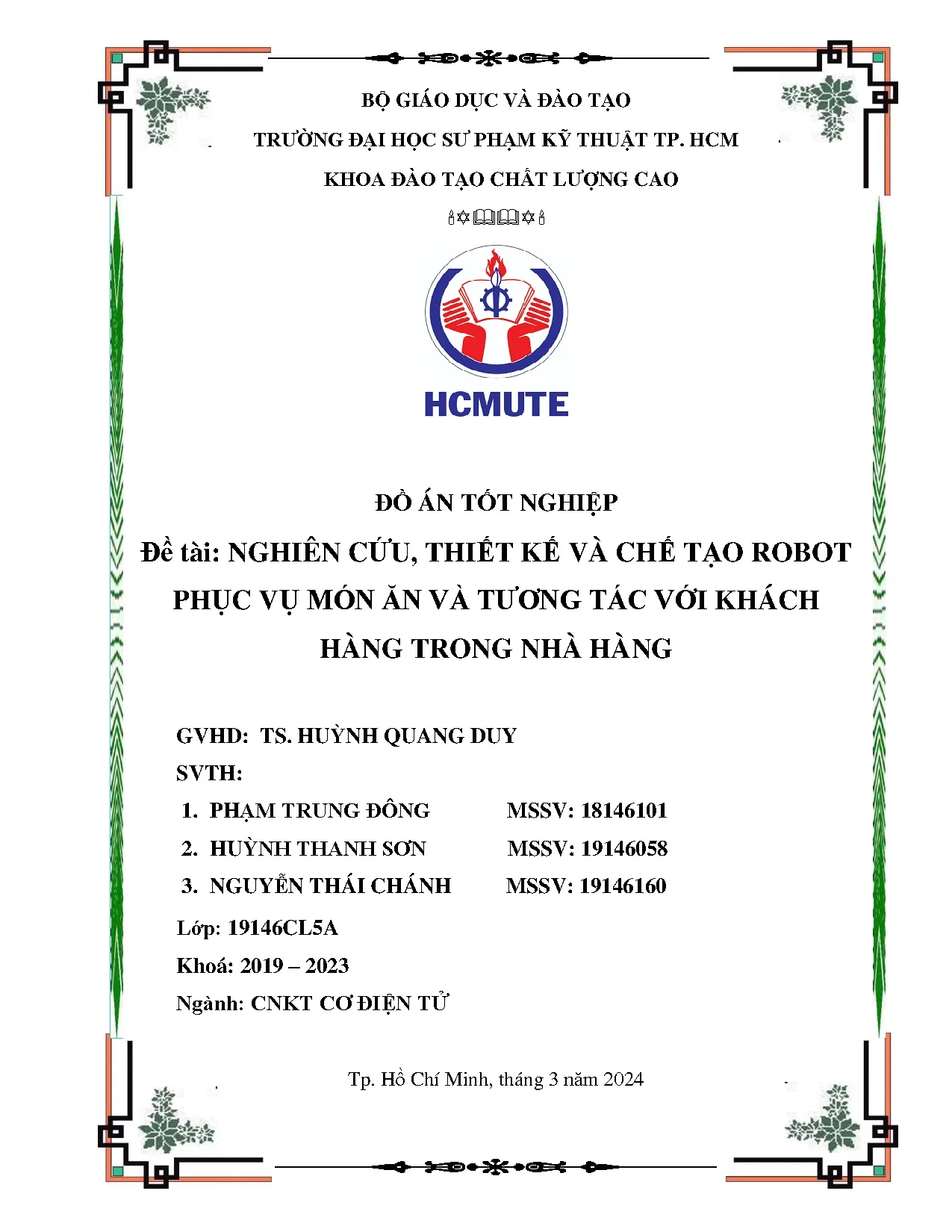 Đồ án tốt nghiệp - Nghiên cứu, thiết kế và chế tạo robot phục vụ món ăn và tương tác với khách HTNH