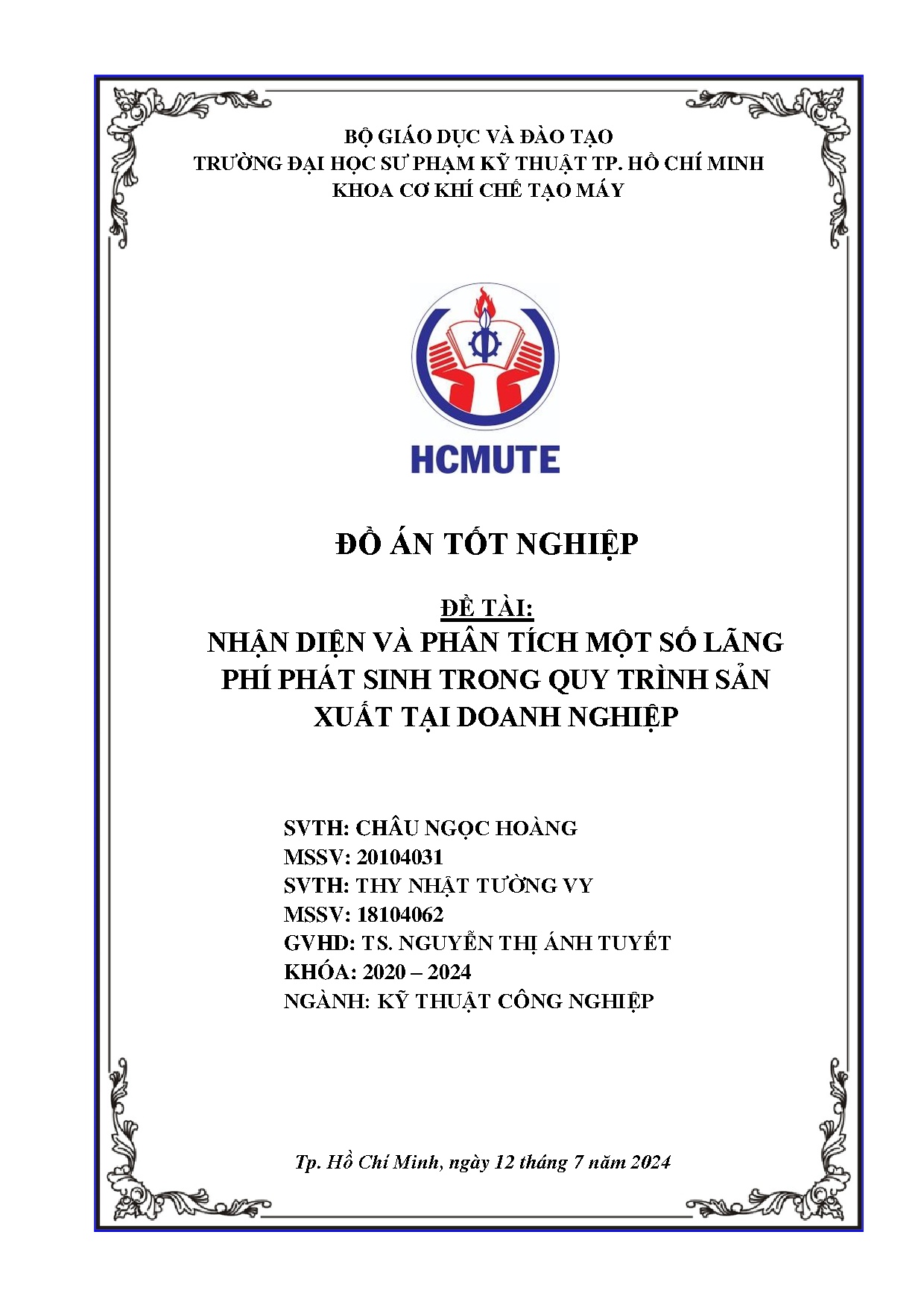 Đồ án tốt nghiệp - Nhận diện và phân tích một số lãng phí phát sinh trong quy trình sản xuất tại DN