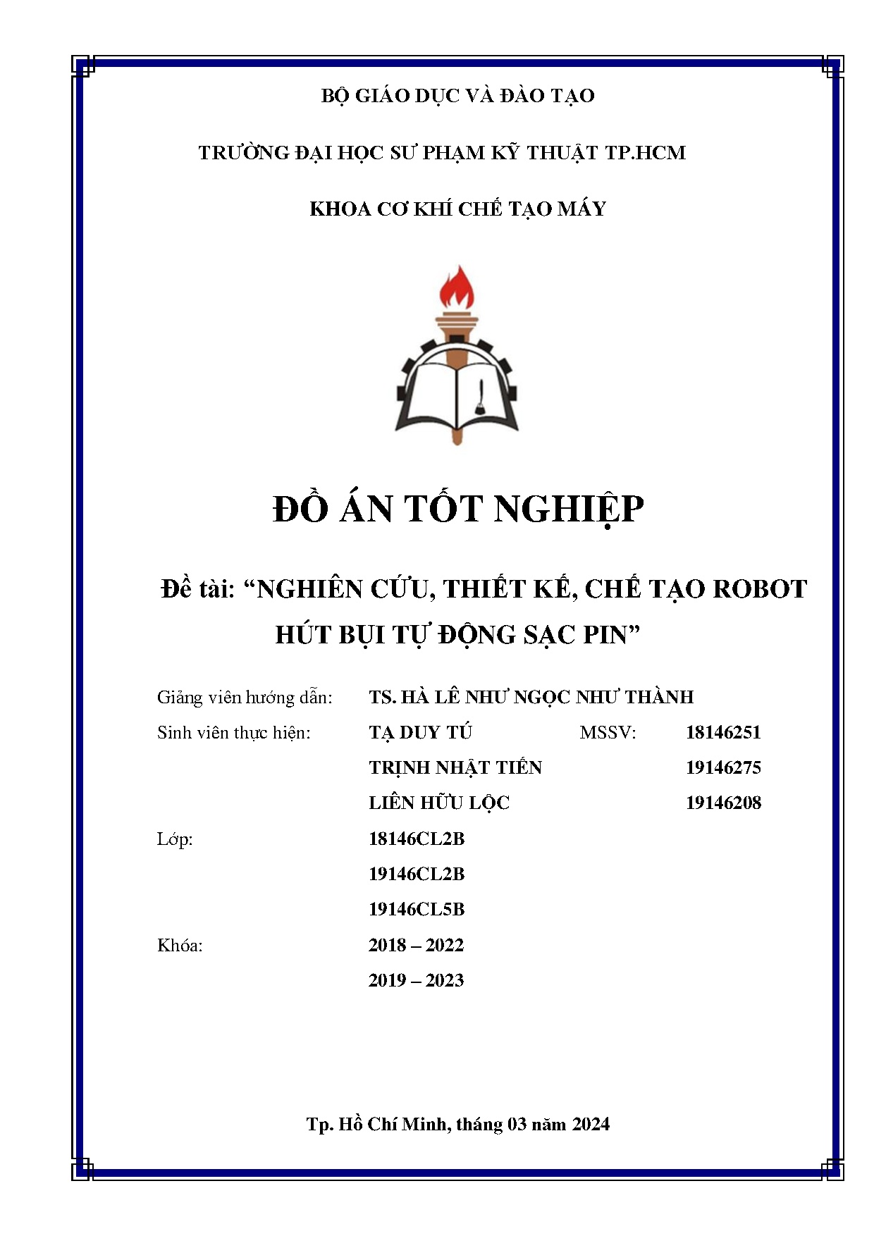 Đồ án tốt nghiệp - Nghiên cứu, thiết kế, chế tạo robot hút bụi tự động sạc pin