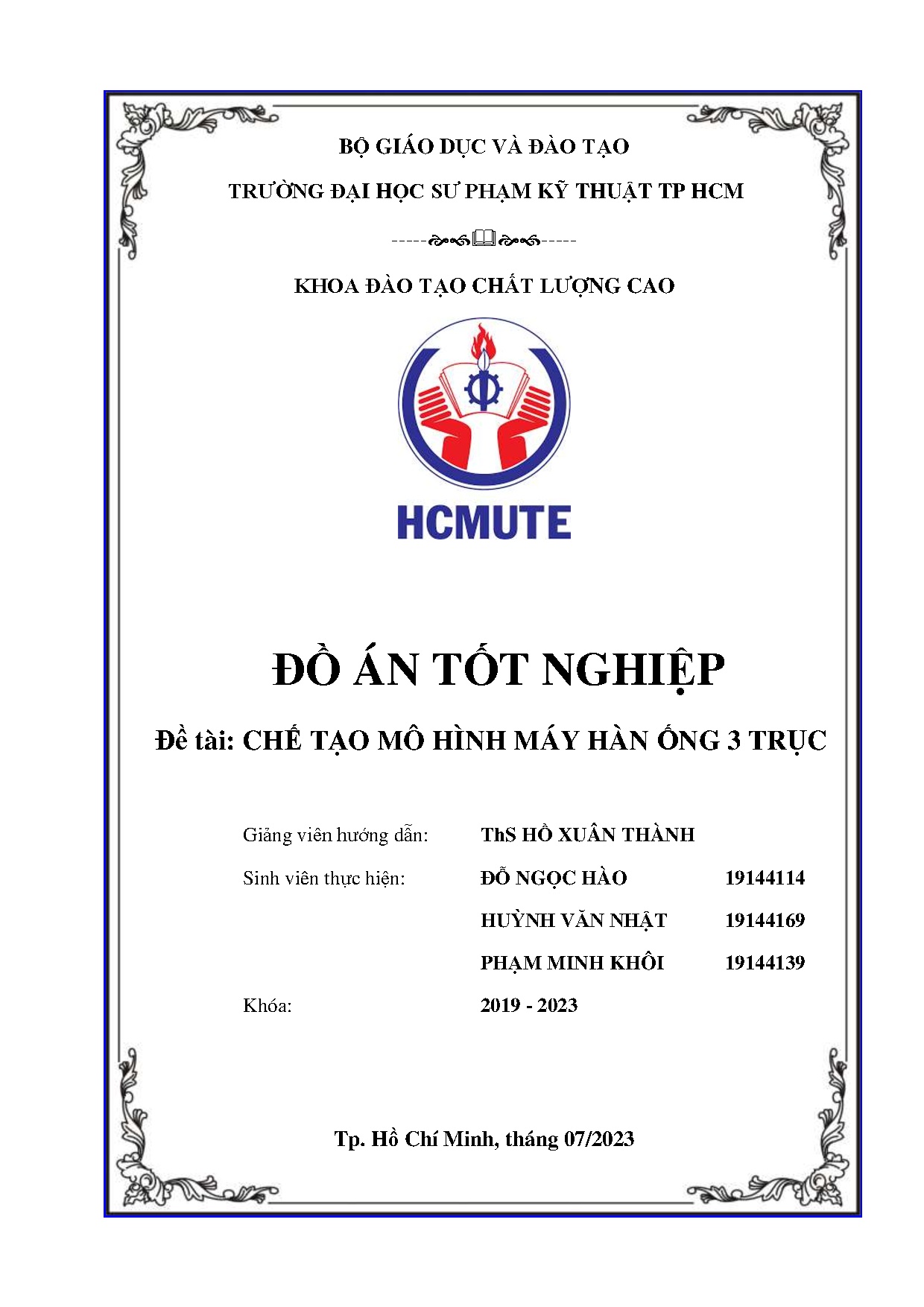 Đồ án tốt nghiệp - Chế tạo mô hình máy hàn ống 3 trục