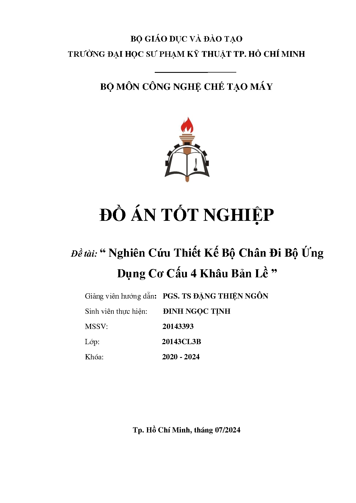 Đồ án tốt nghiệp - Nghiên cứu thiết kế bộ chân đi bộ ứng dụng cơ cấu 4 khâu bản lề