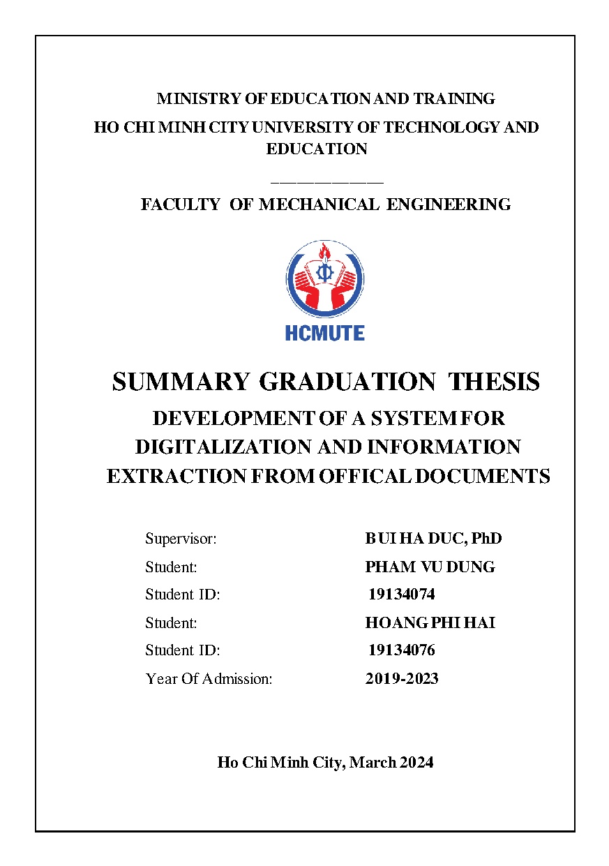 Đồ án tốt nghiệp - Development of a system for digitalization and information extraction from OD
