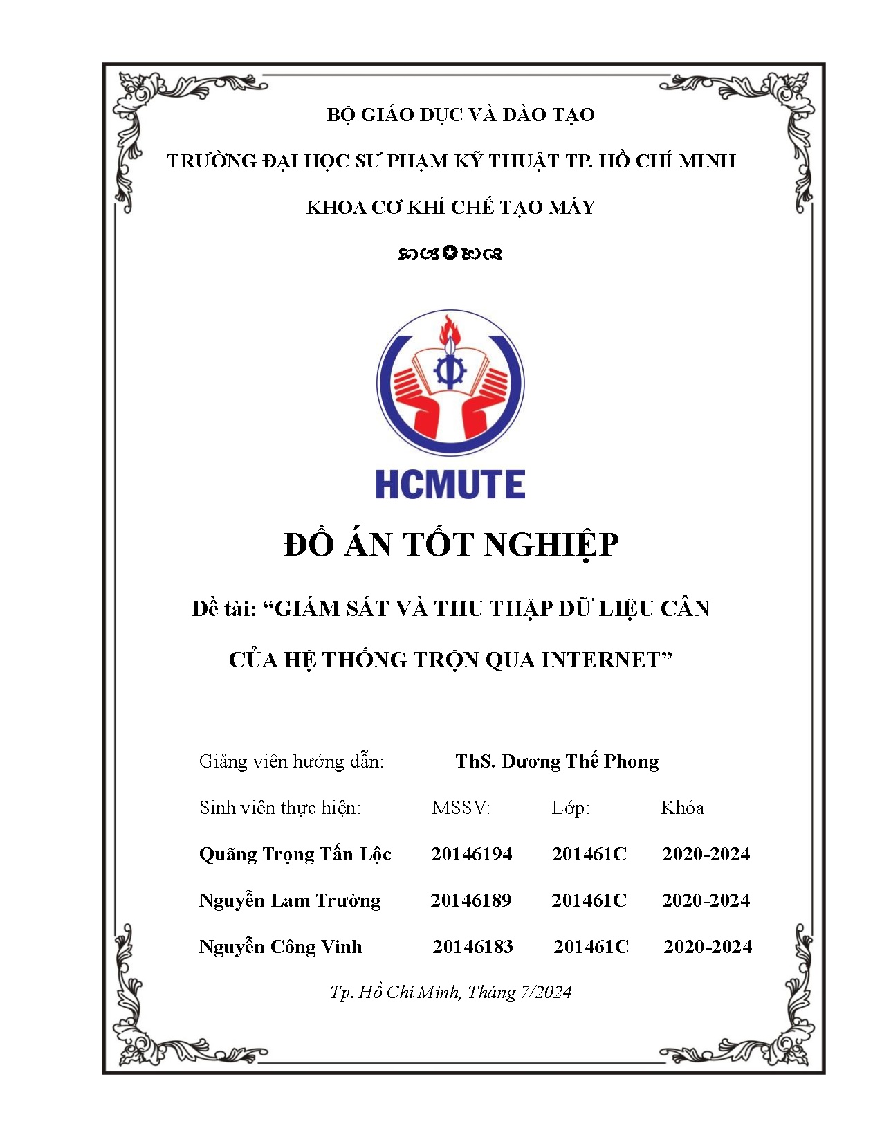 Đồ án tốt nghiệp - Giám sát và thu nhập dữ liệu cân của hệ thống trộn qua internet