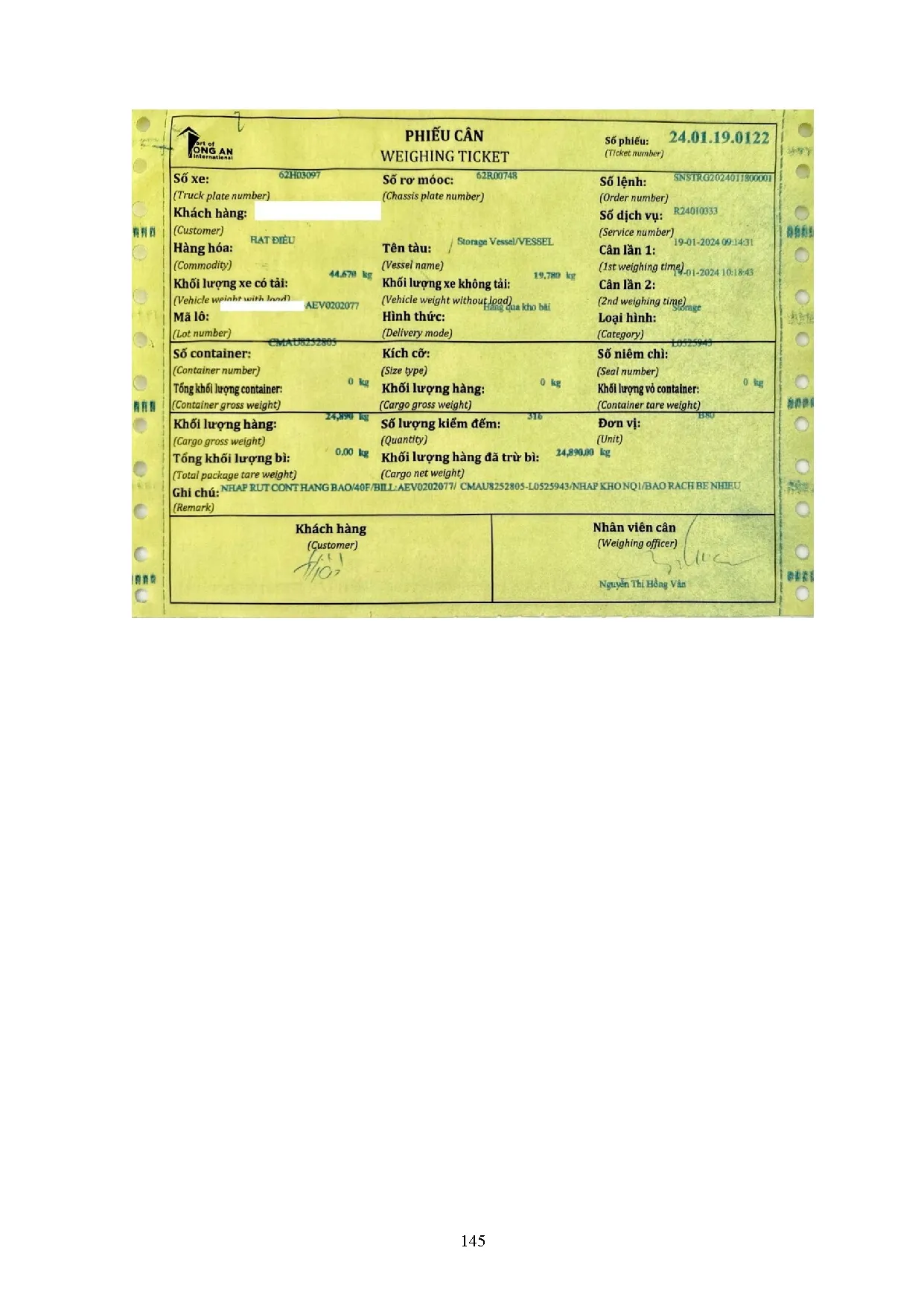 Đồ án tốt nghiệp - Hoàn thiện công tác quản trị kho tại cảng quốc tế Long An - Trang 158