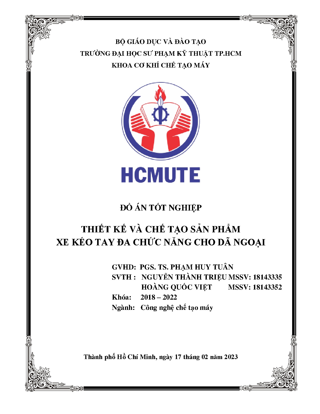 Đồ án tốt nghiệp - Thiết kế và chế tạo sản phẩm xe kéo tay đa chức năng cho dã ngoại