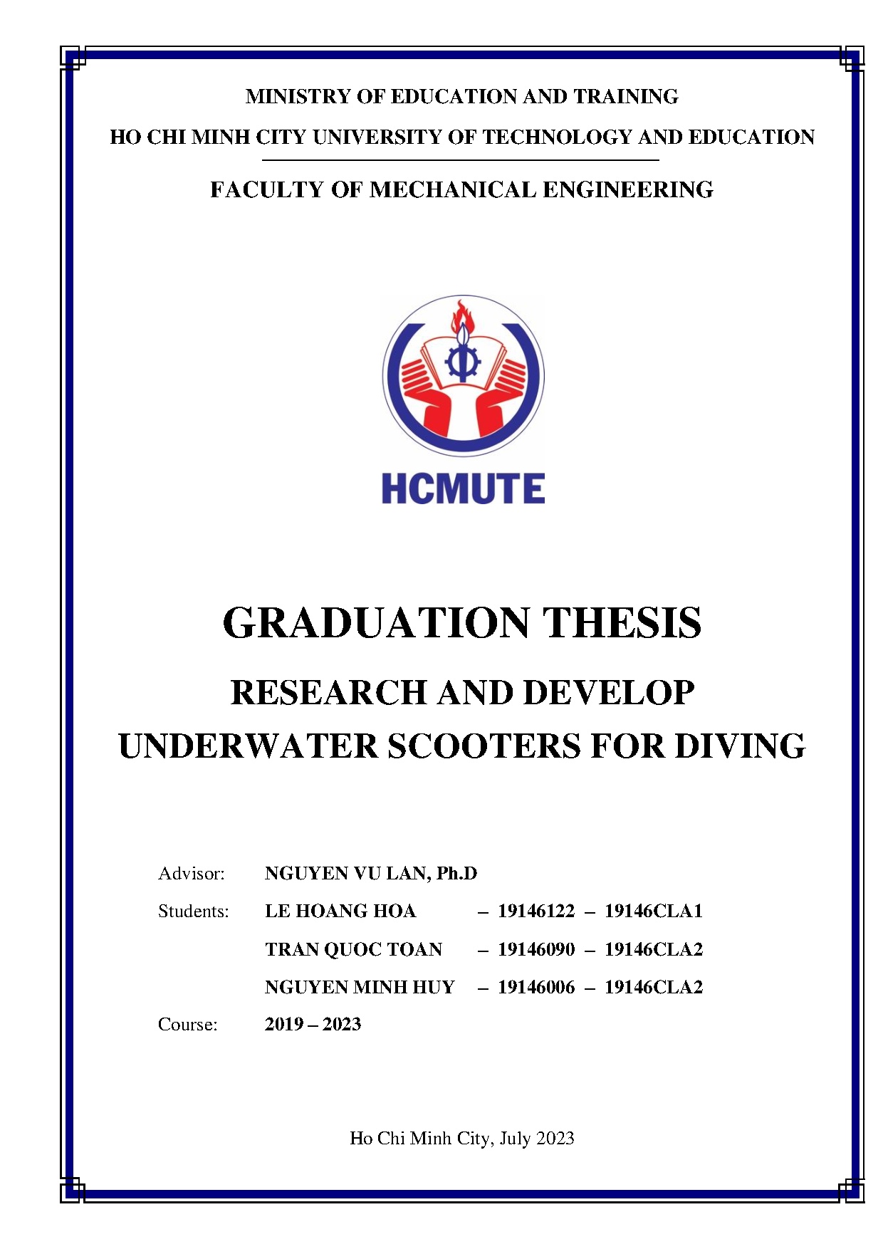 Đồ án tốt nghiệp - Research and Develop underwater scooters for diving