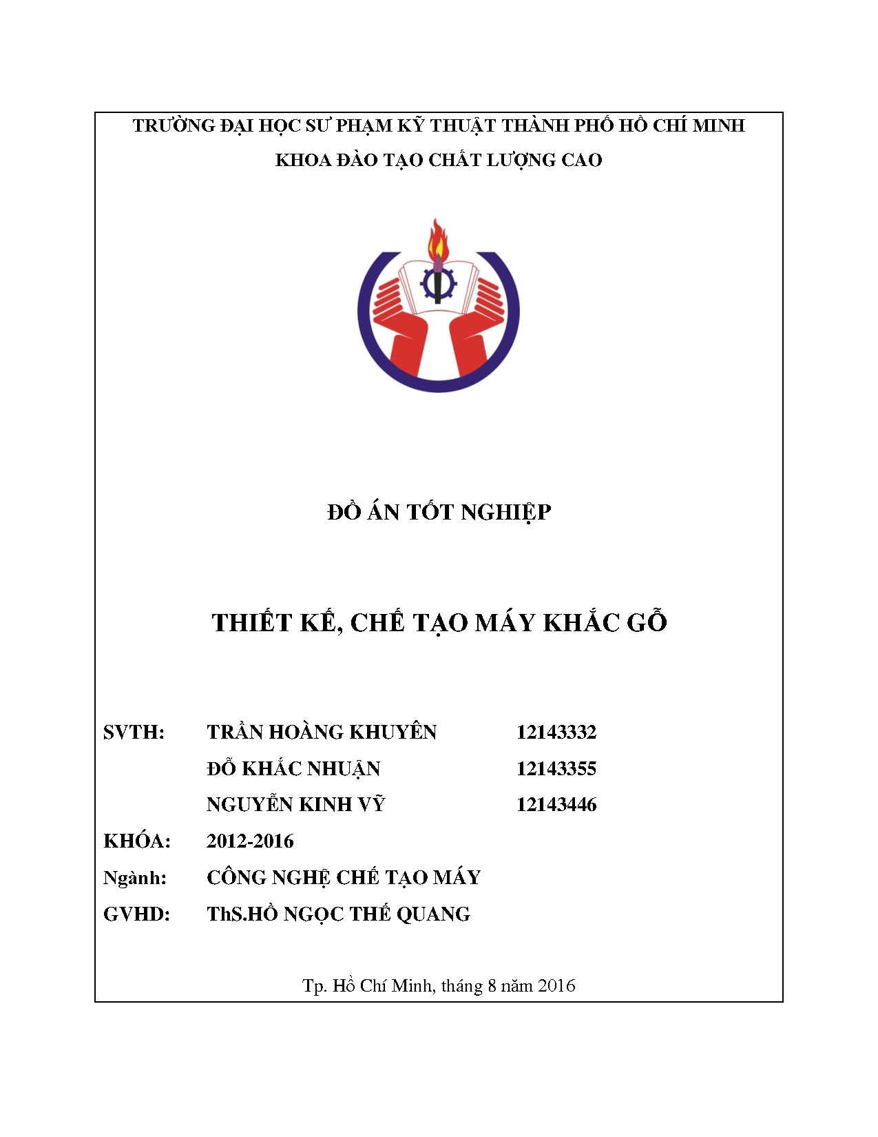 Đồ án tốt nghiệp - Thiết kế, chế tạo máy khắc gỗ