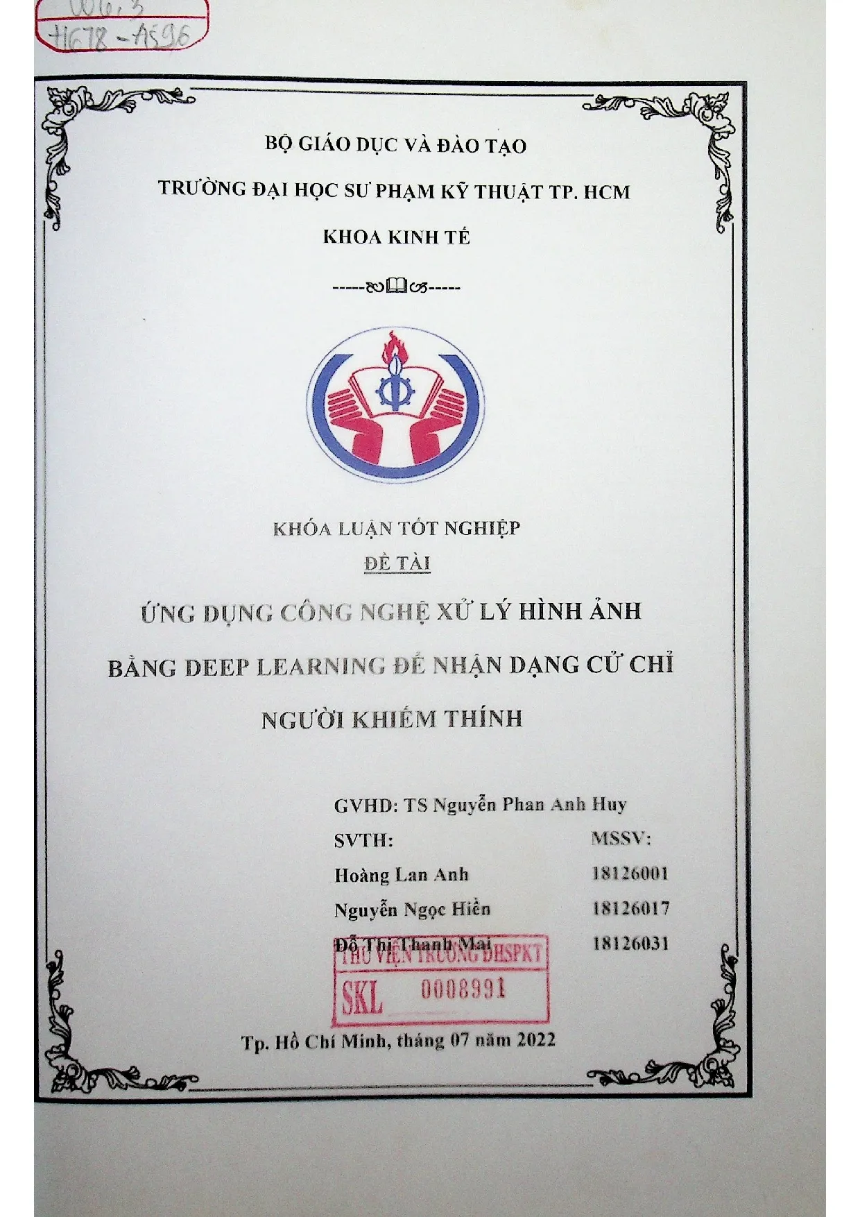 Đồ án tốt nghiệp - Ứng dụng công nghệ xử lý hình ảnh bằng Deep Learning để nhận dạng cử chỉ người KT