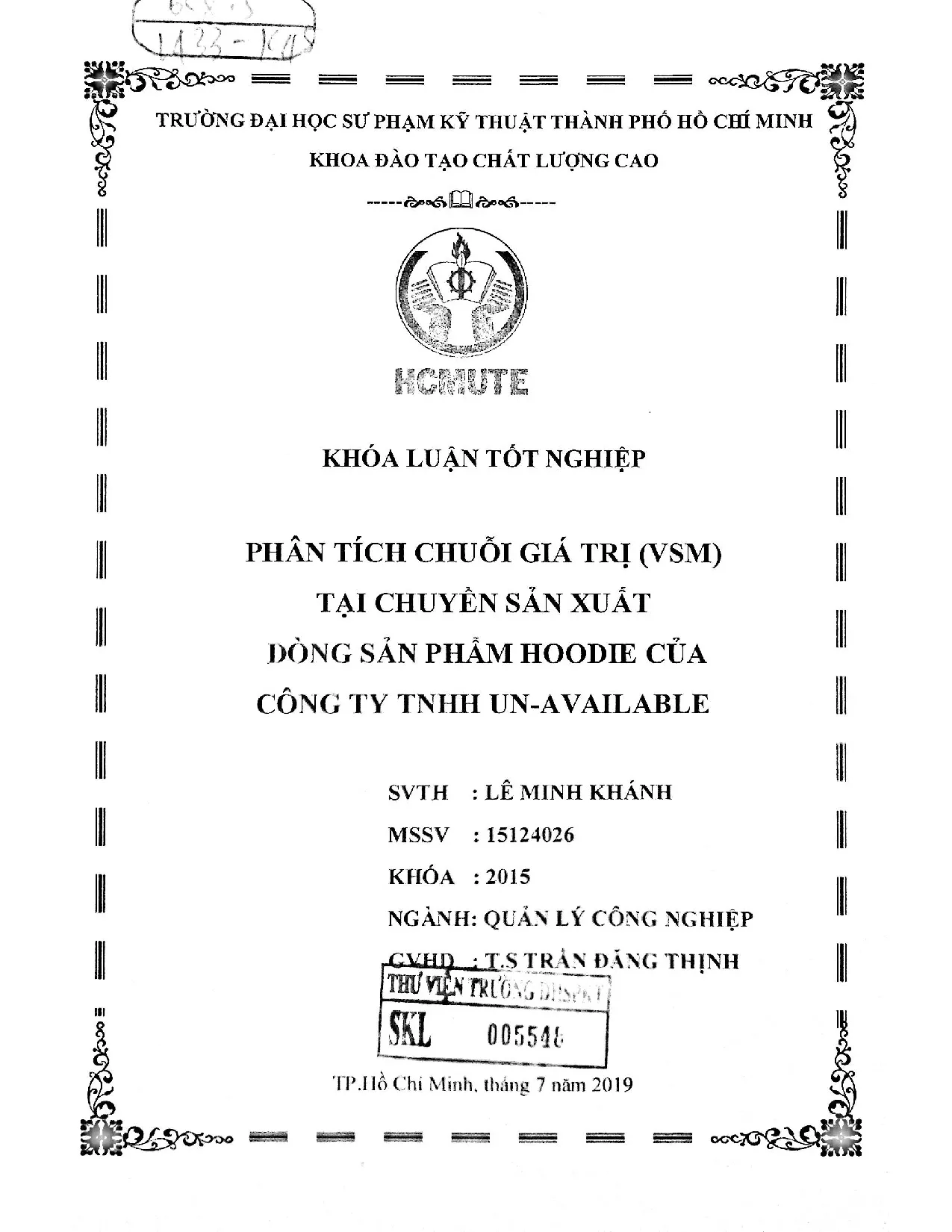 Đồ án tốt nghiệp - Phân tích chuỗi giá trị tại chuyền sản xuất dòng sản phẩm Hoodie của công ty TU