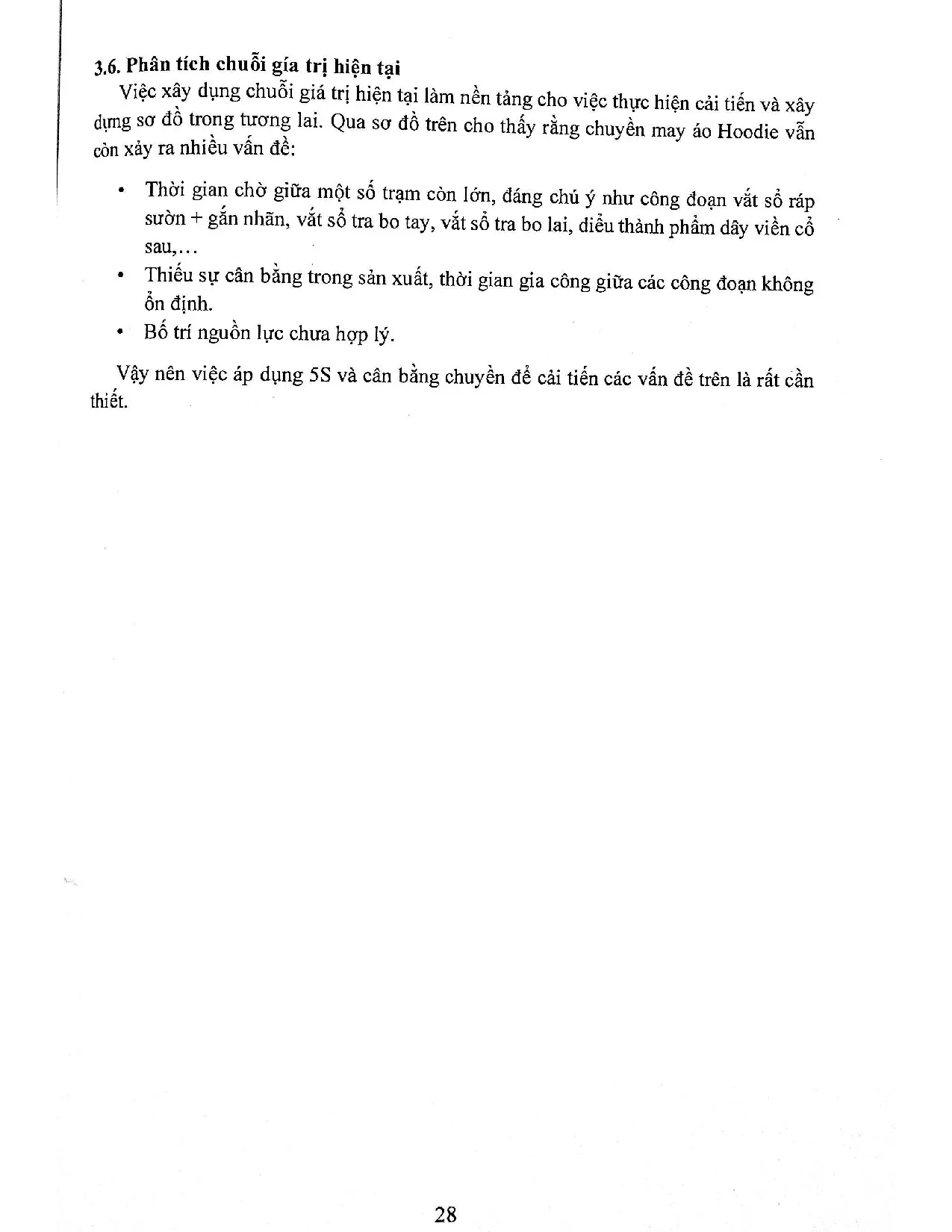 Đồ án tốt nghiệp - Phân tích chuỗi giá trị tại chuyền sản xuất dòng sản phẩm Hoodie của công ty TU - Trang 39