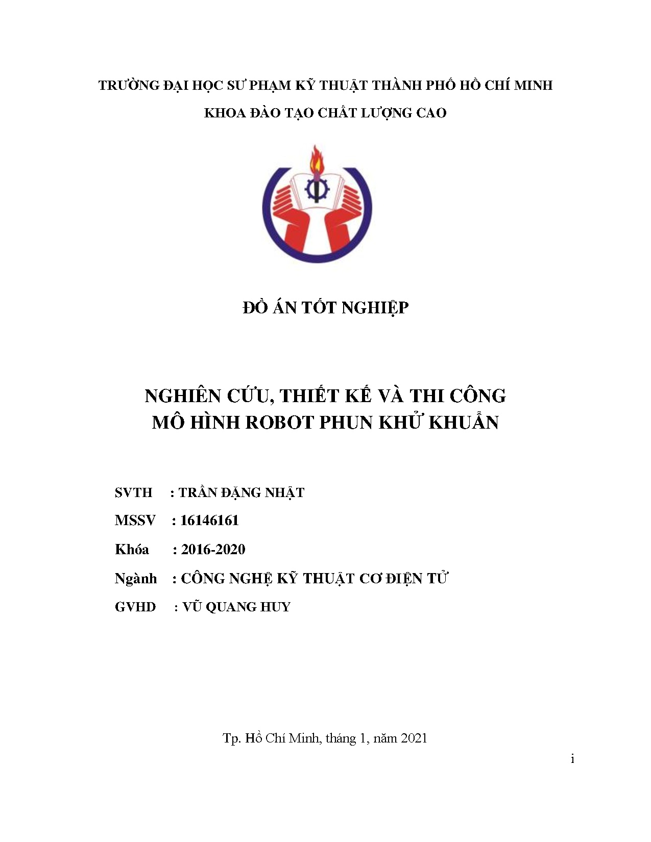 Đồ án tốt nghiệp - Nghiên cứu, thiết kế và thi công mô hình robot phun khử khuẩn