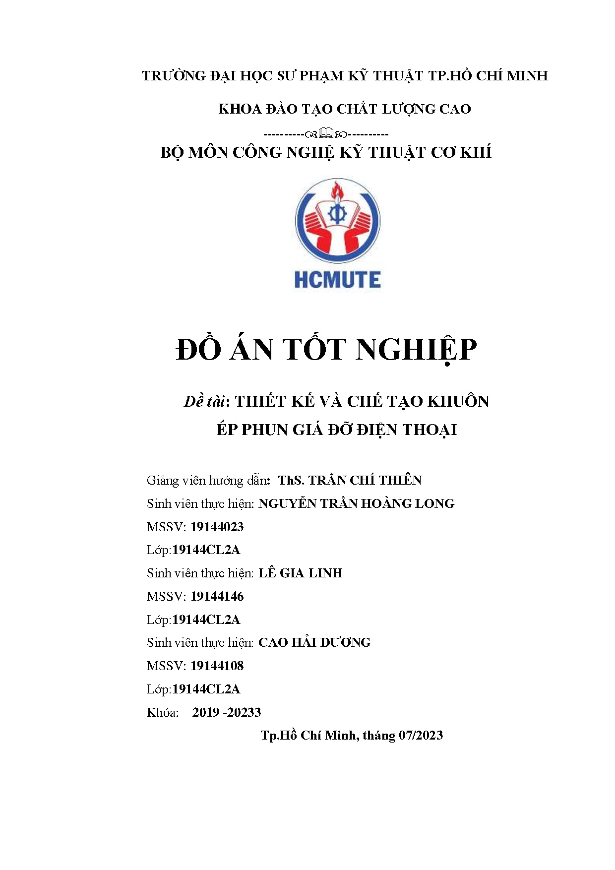 Đồ án tốt nghiệp - Thiết kế và chế tạo khuôn ép phun giá đỡ điện thoại